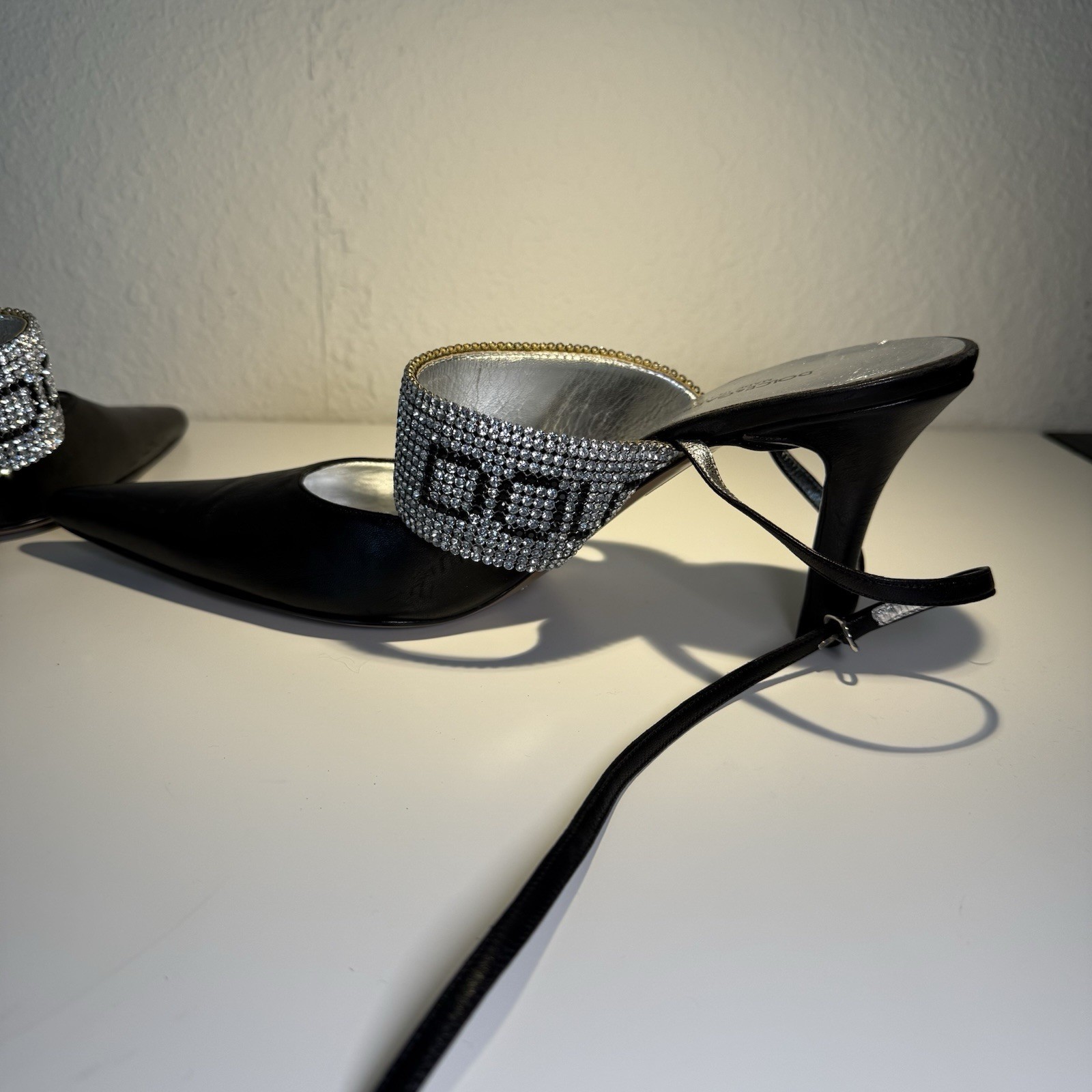 Vtg DOLCE & GABBANA CRYSTAL LOGO HEELS 40.5