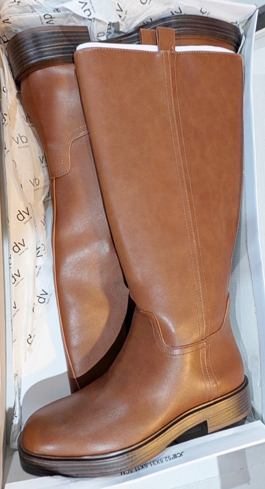 DV Dolce Vita Jernie Wide Calf Tall Riding Boots Tan Smooth 10M MSRP $99 Size 10