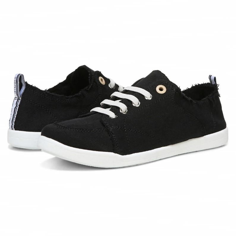 VIONIC Women Beach Pismo Casual Sneaker: Canvas, Black Canvas (NEW)