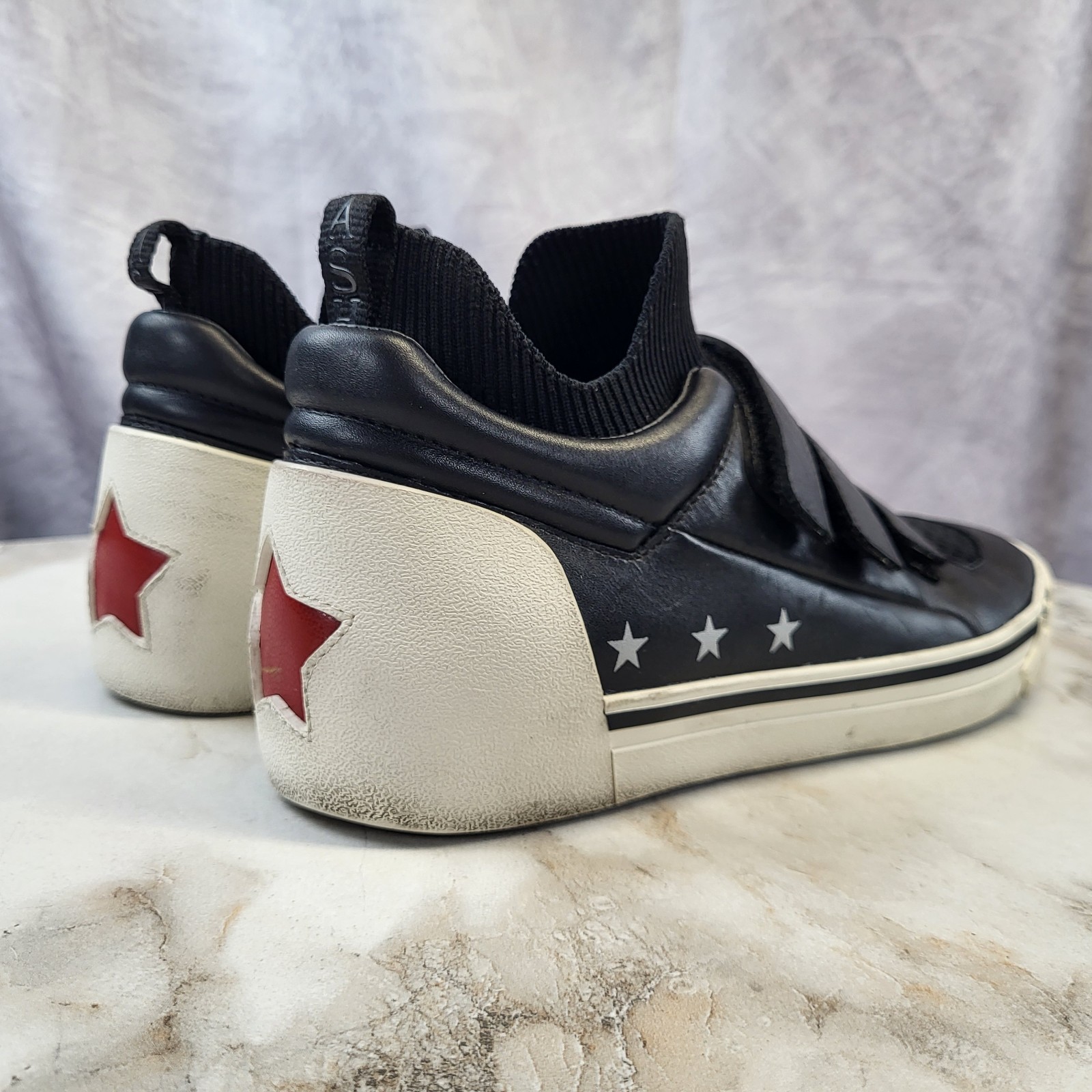 ASH Neptune sneakers Black White REd Star Strap Women’s 39/8.5-9
