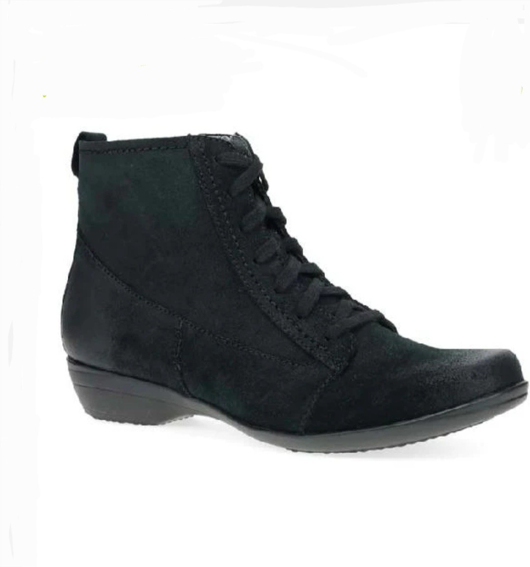 Dansko Women Fergie Black Suede Lace-Up/Zip Bootie – NWOB – Sz 42/11.5 Ret $175