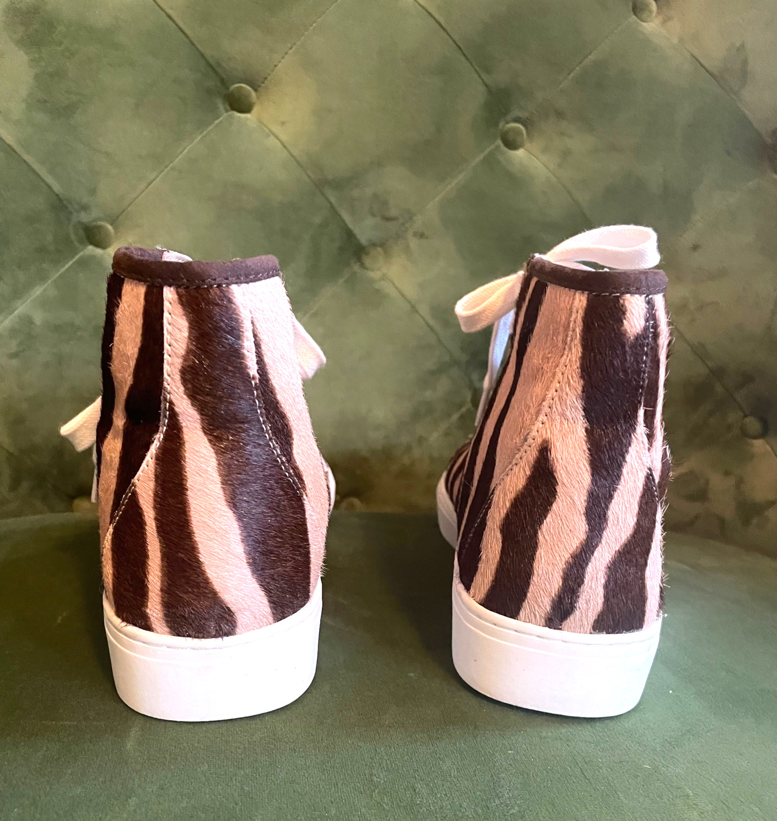 ANN TAYLOR REAL Calf Hair Fur ZEBRA LEOPARD HighTop SNEAKERS SZ 6.5 New w/o Box