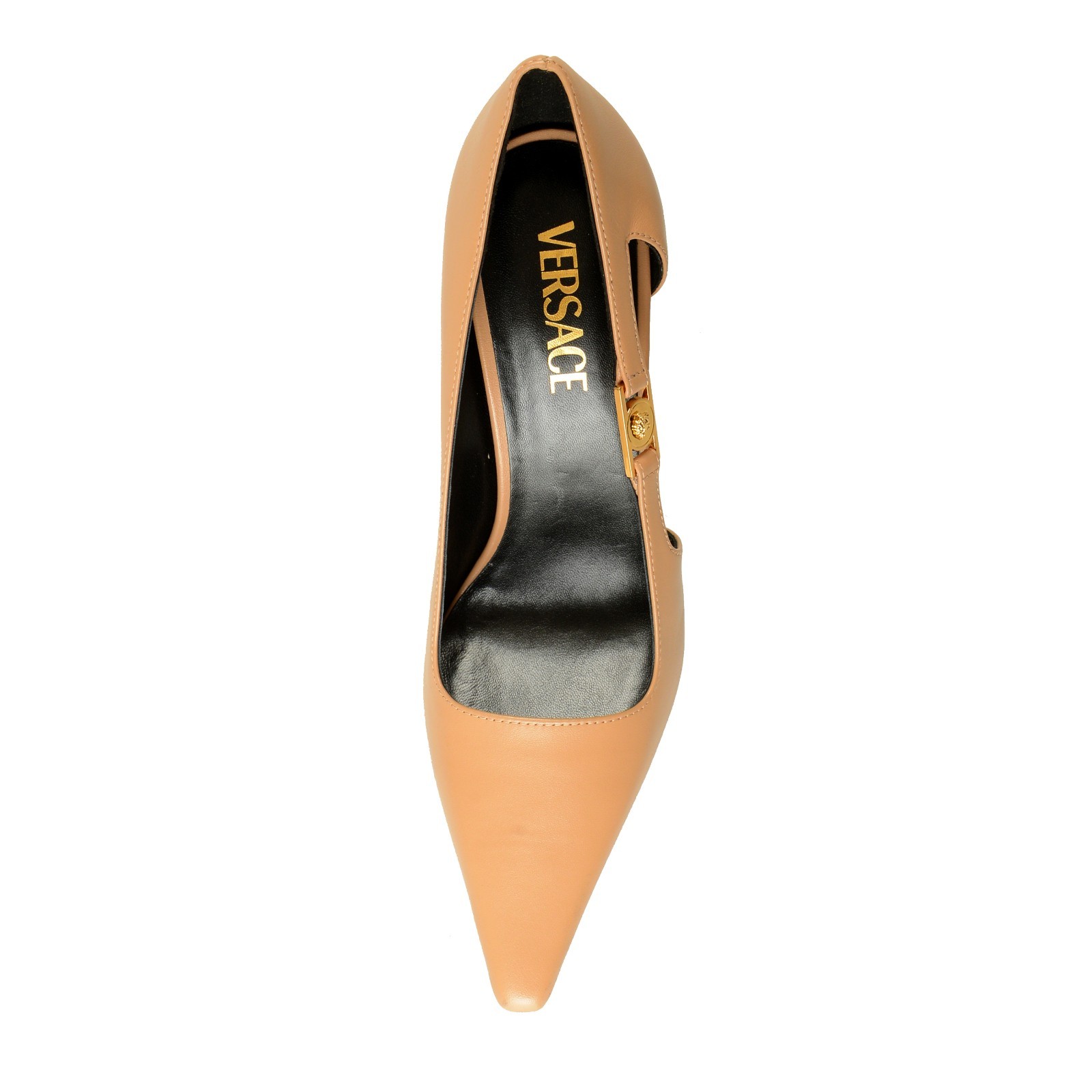 Versace Women’s Pale Nude 100% Leather Heeled Pumps Shoes US 10 IT 40