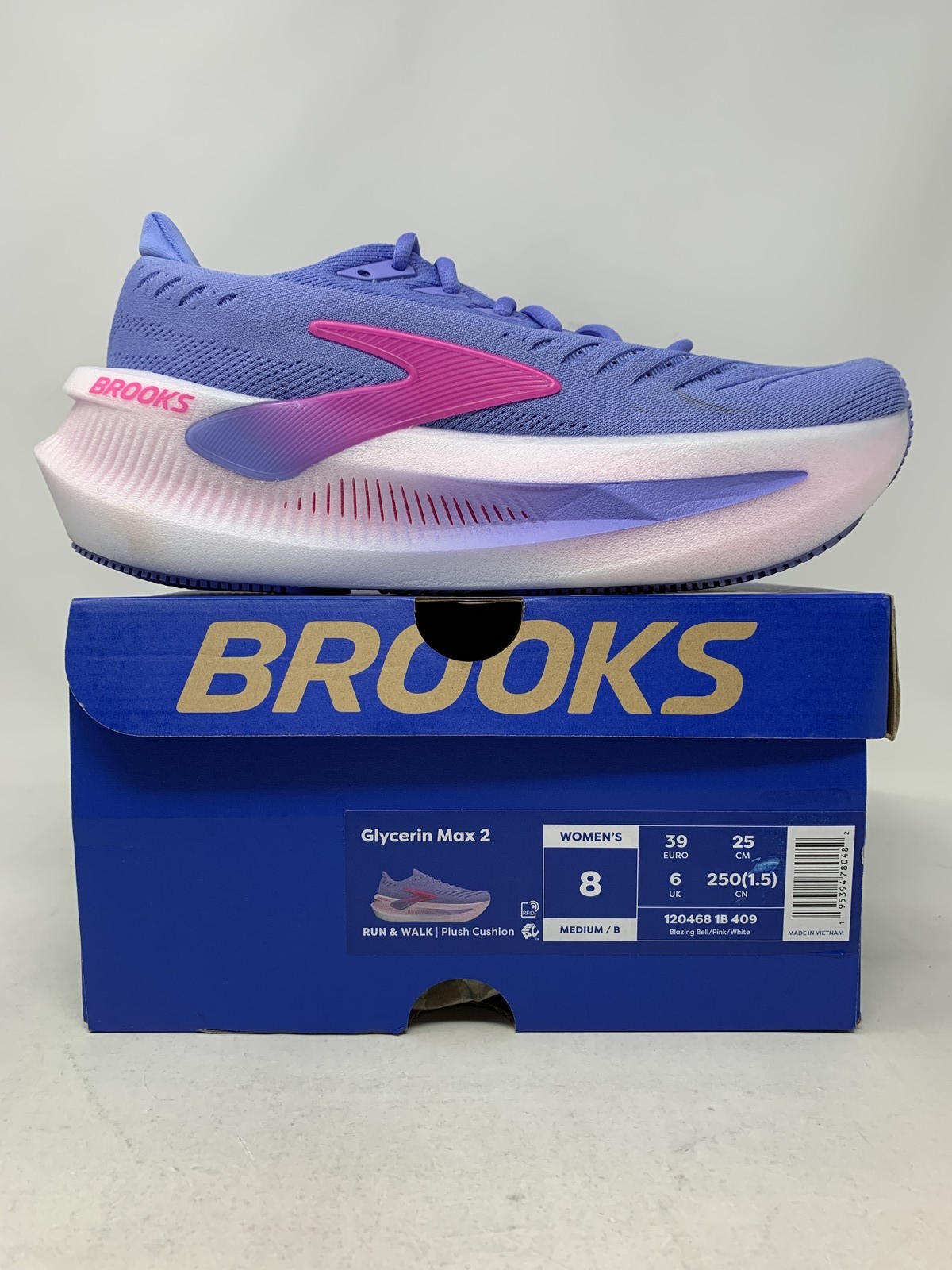 Women’s Brooks Glycerin Max 2, Blazing Bell/Pink/White, 8 B Medium US