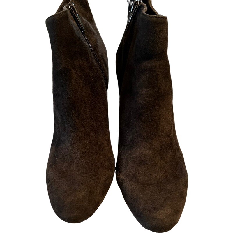 Vince Camuto Charlotte Brown Soft Suede Almond Toe Heeled Dressy Ankle Boots