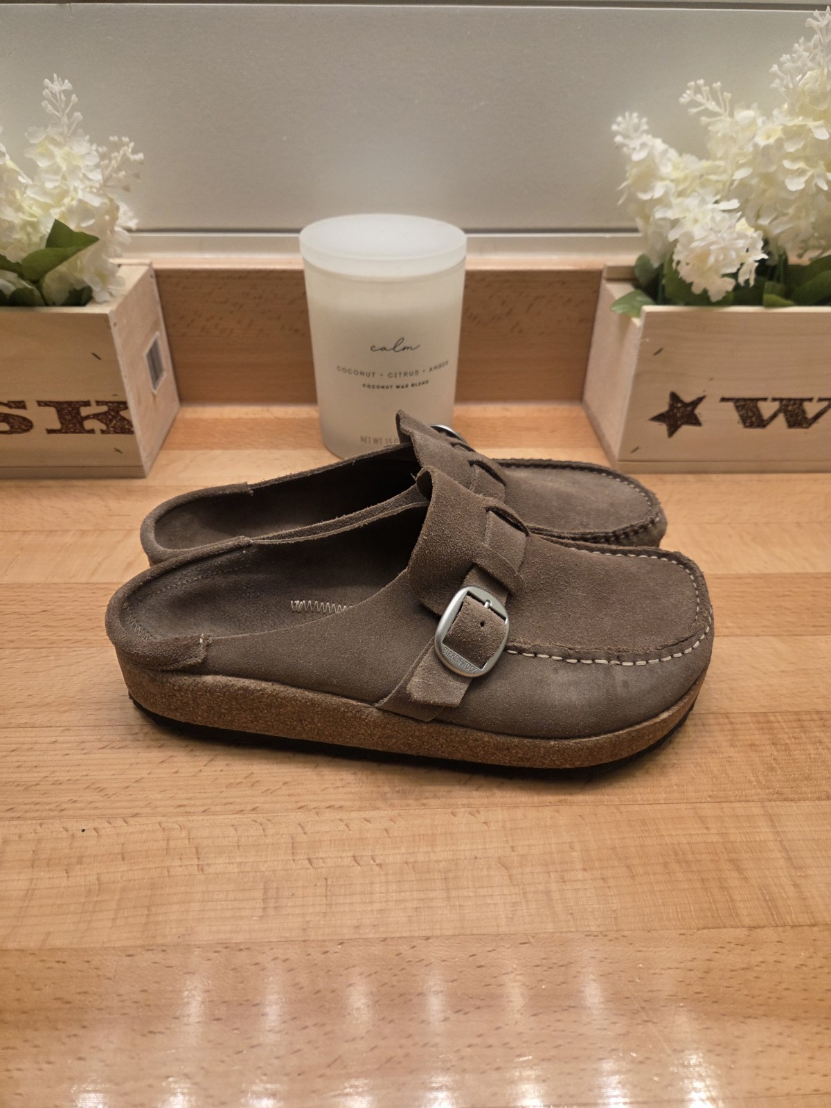 Birkenstock Buckley Suede Clogs Neutral Taupe Women’s Size EU 38