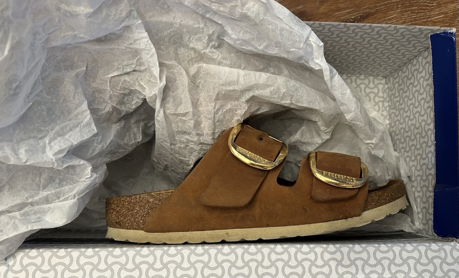 BIRKENSTOCK WOMEN’S BIG BUCKLE CANVAS SANDALS COGNAC EU 36 US 5/5.5