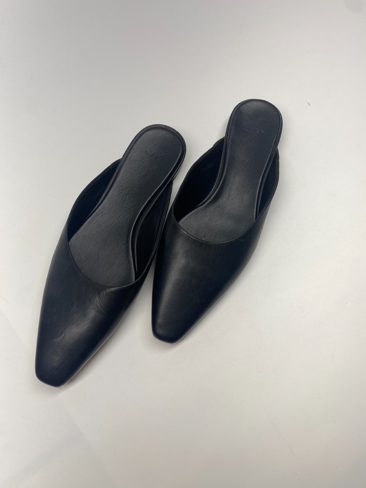Vince Womens Ana Black Leather Slip On Mules Sz 8