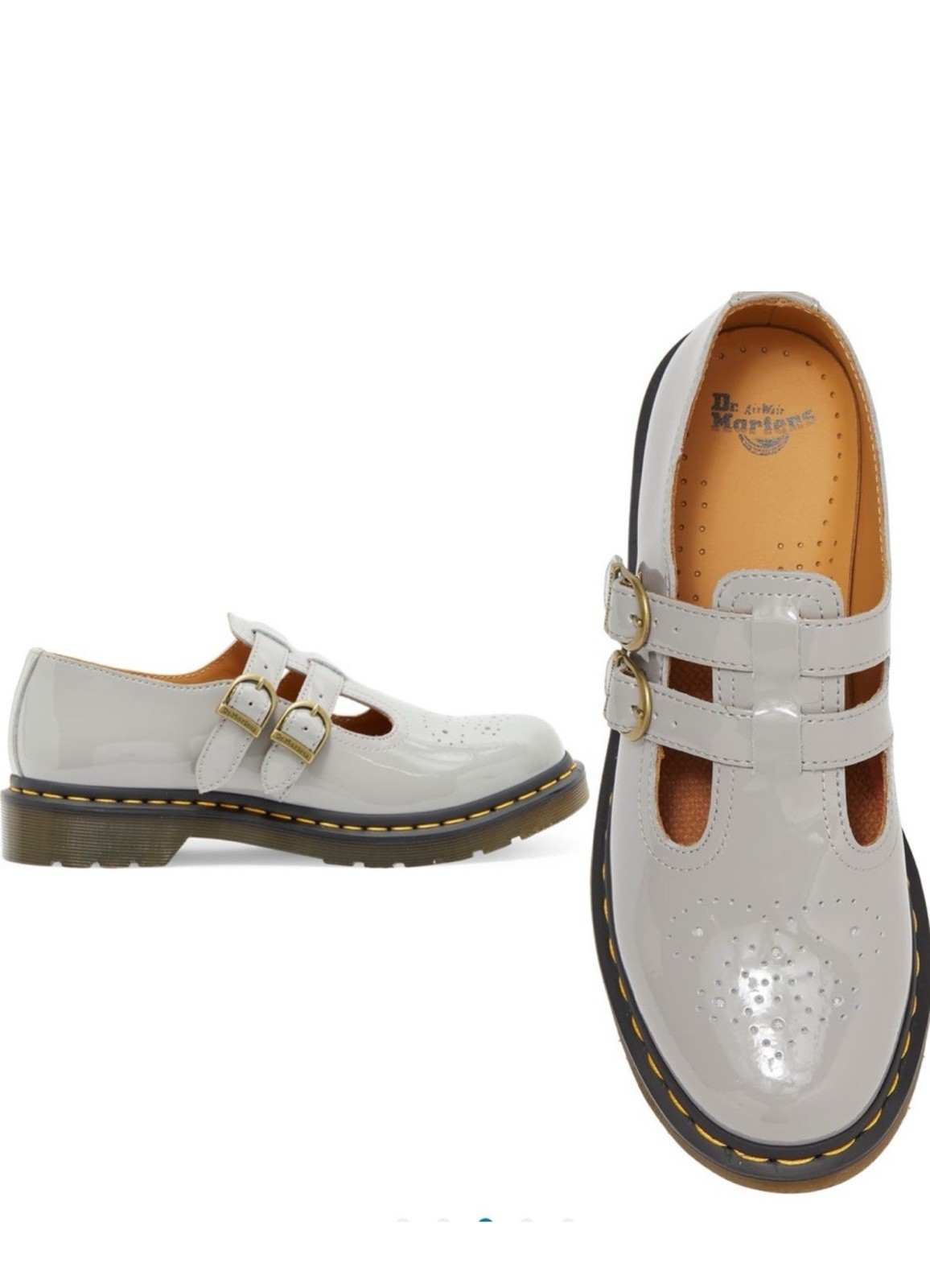 AUTHENTIC DR. MARTENS 8065 PATENT LEATHER MARY JANES GRAY VERY NICE