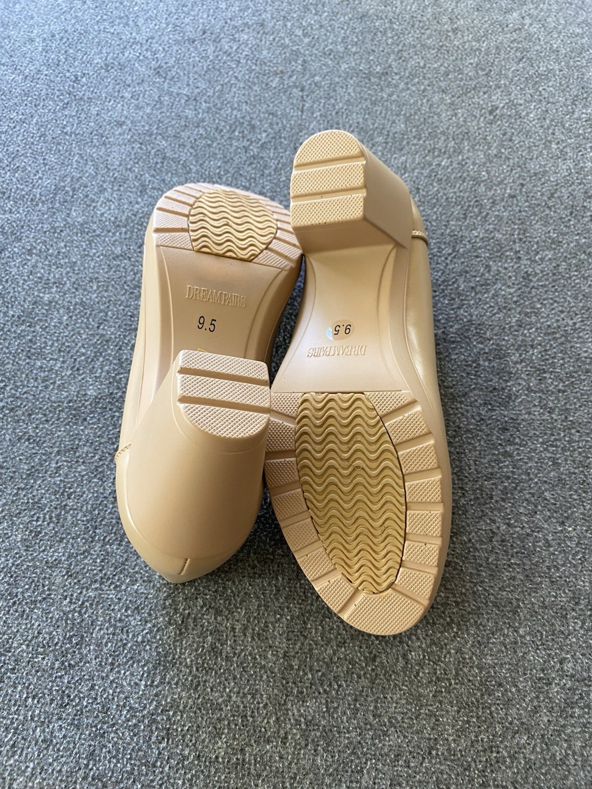Dream Pairs Heels 9.5 Tan Edena Low Block Heel Pumps Capsule Minimalist Office