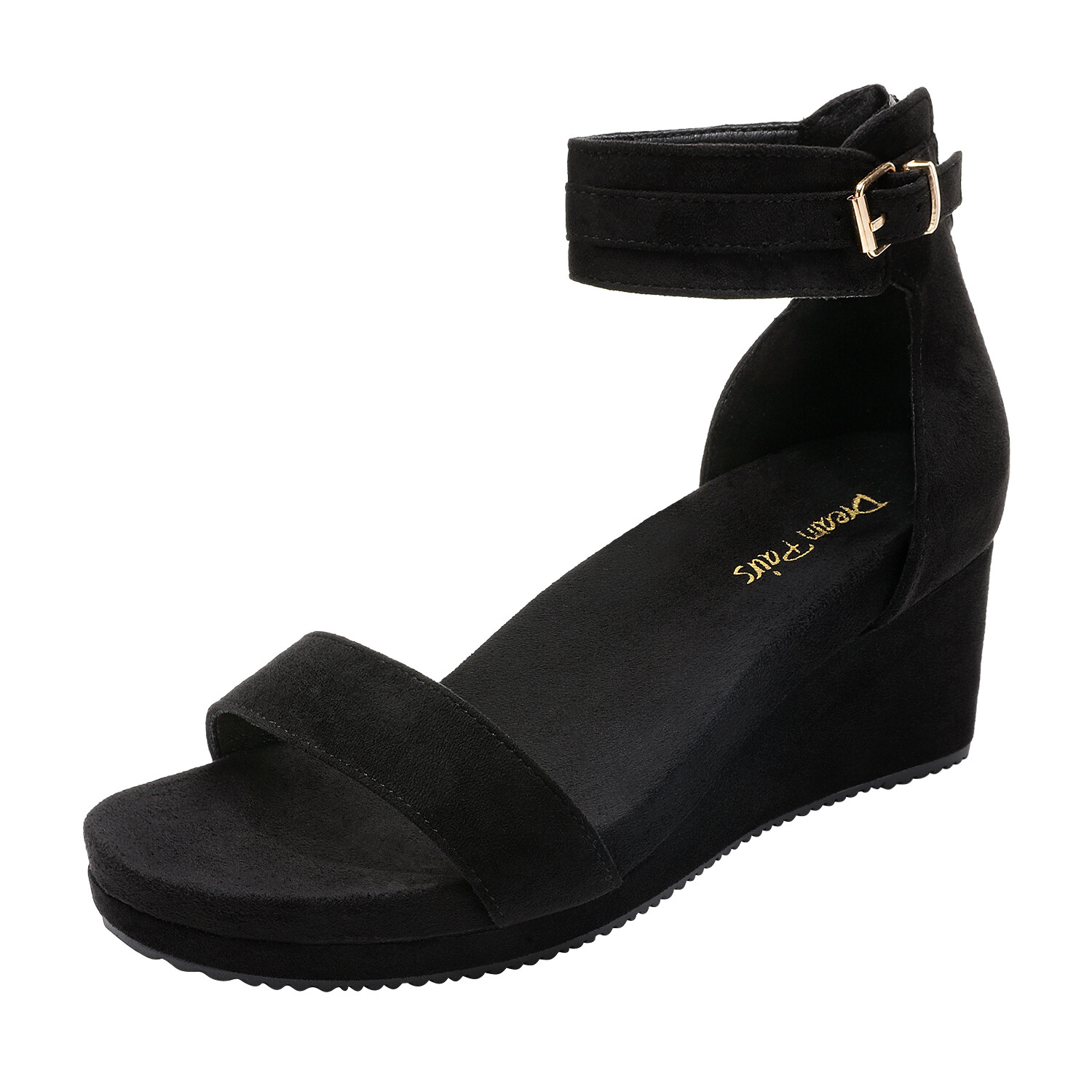 DREAM PAIRS Women’s Open Toe Ankle Strap Back Zip Platform Casual Wedge Sandals
