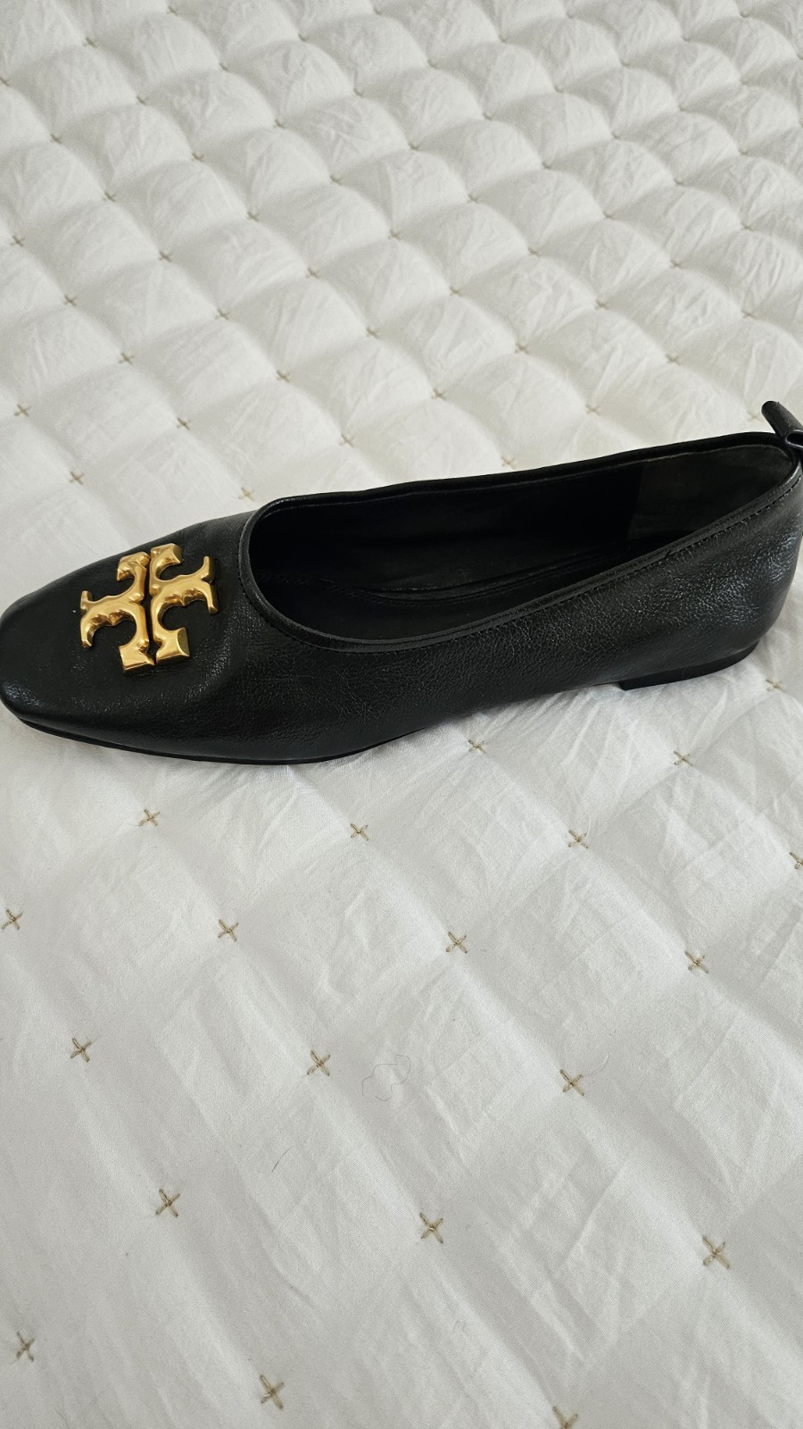 Tory Burch Eleanor Ballet Flat Black Leather Women’s 8.5
