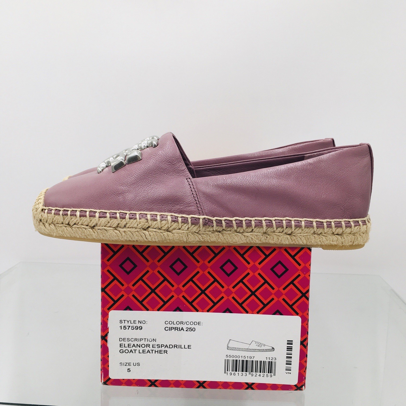 TORY BURCH – ELEANOR – Cipria- Goat Leather Women’s Espadrille Size 5 M