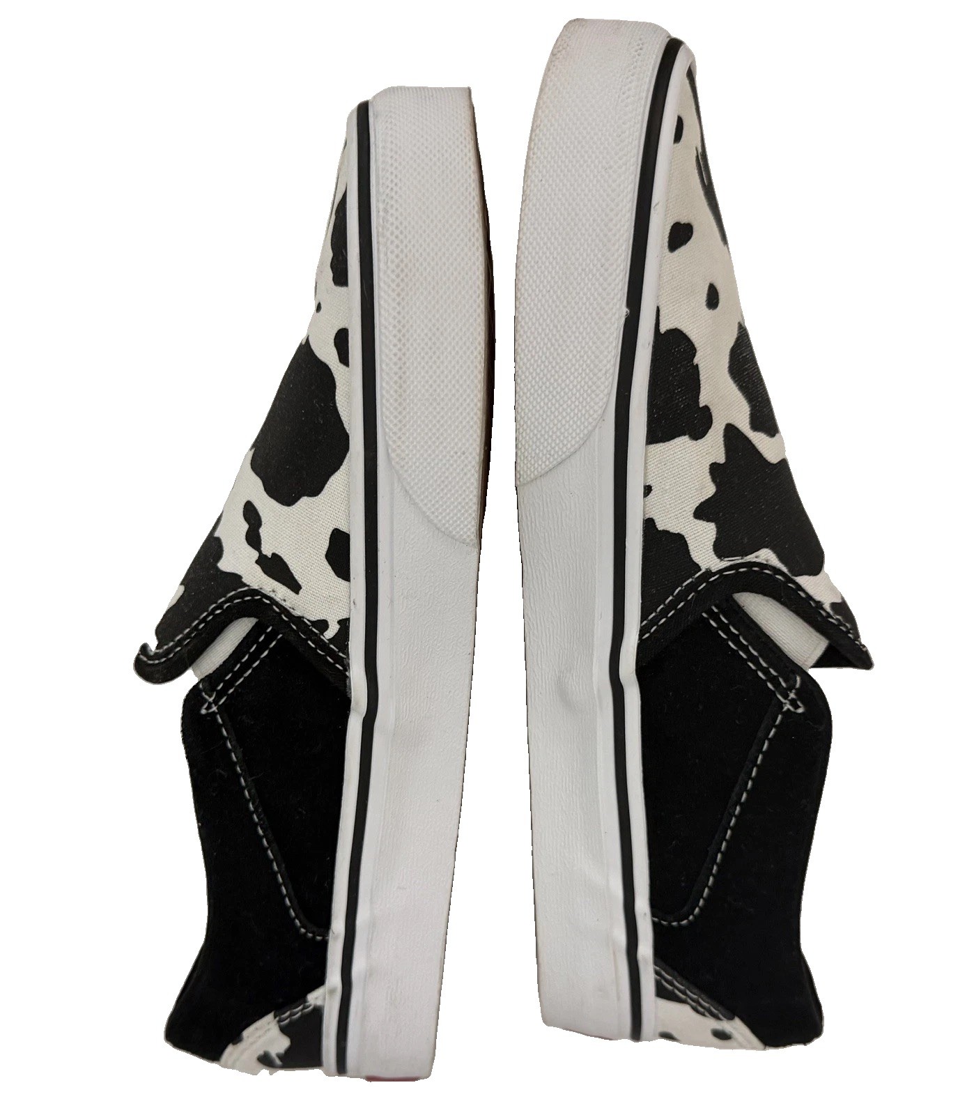 VANS Cow Print Classic Slip-On Sneakers Womens Size 6.5 White/Black Canvas