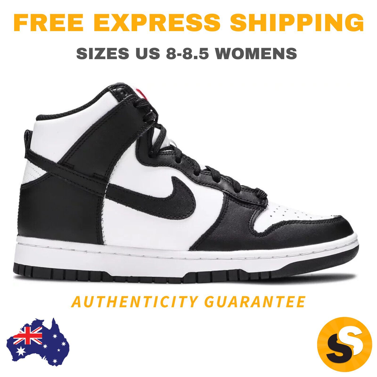 Nike Dunk High Panda US 8W / 8.5W Womens Sneaker | ✅ FREE EXPRESS SHIPPING ✅