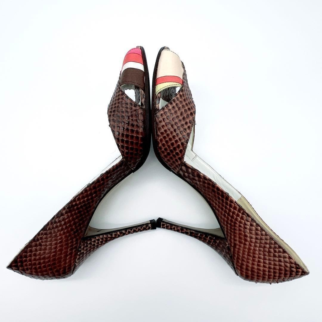 EMILIO PUCCI Python Pumps Heel Pucci-print scarf Open-toe sandal EU 37.5 /UK 4.5