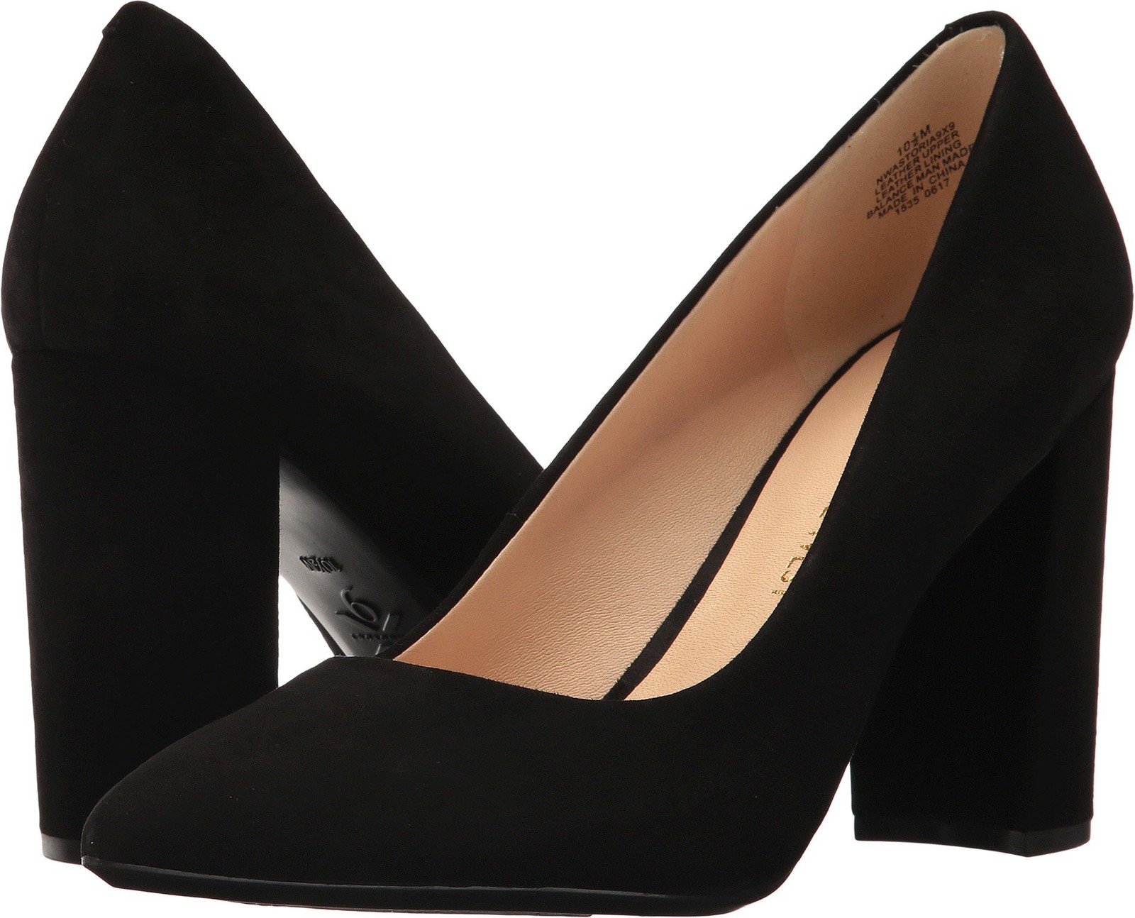 Nine West Astoria9x9 Block Heel Pump Black Suede 5.5 M