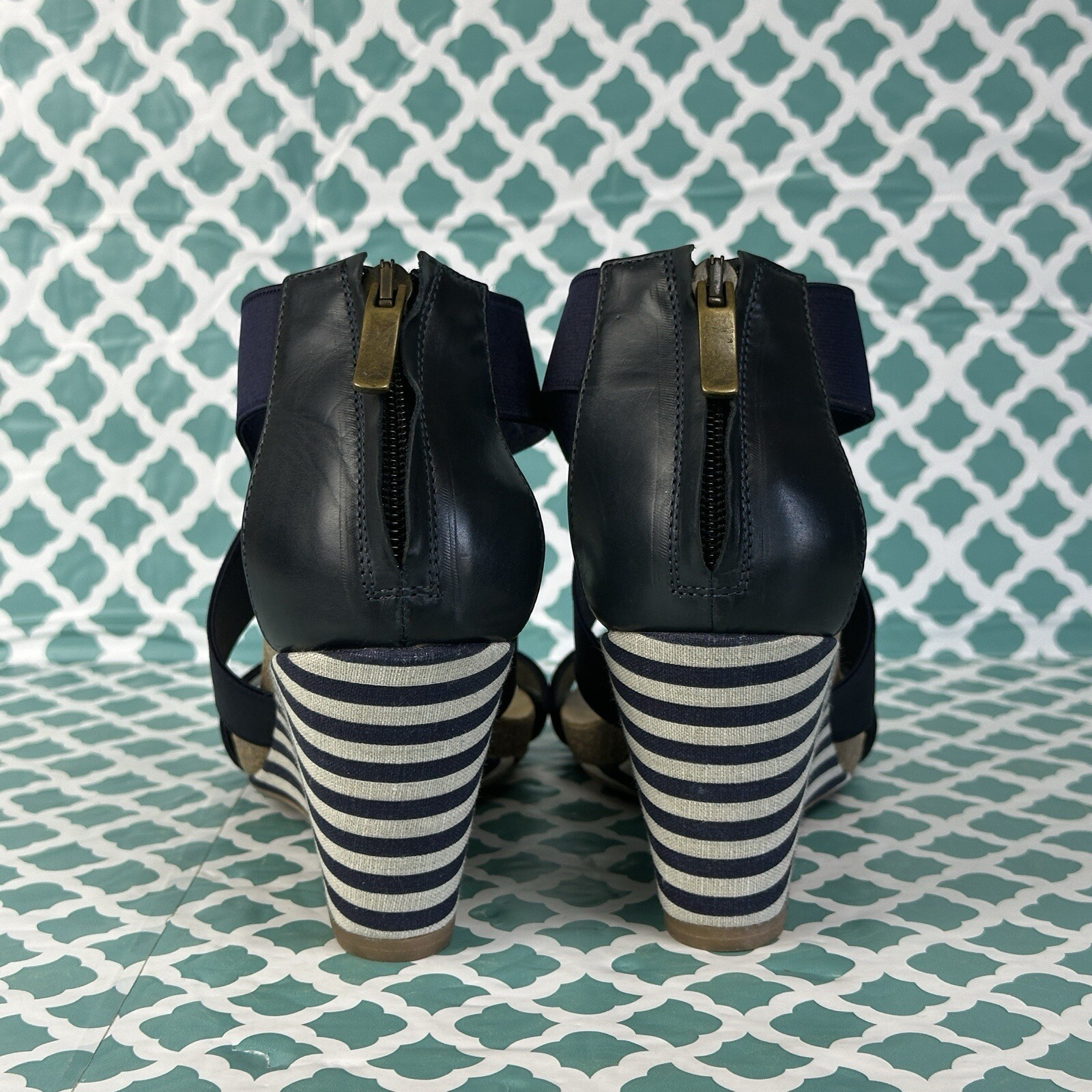 Anyi Lu Christina Wedges Women’s Size US 8.5 EU 39 Cork Heel Sandal Blue