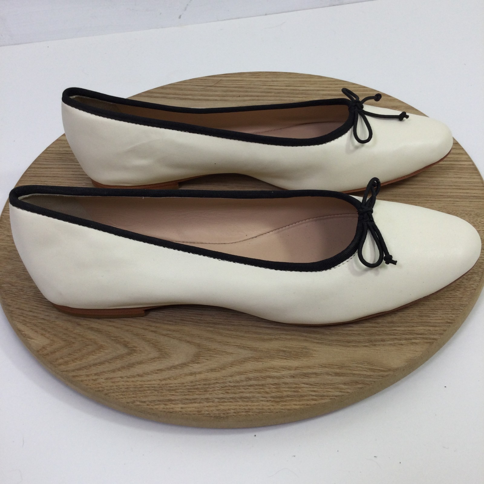 Maeve by Anthropologie Womens The Sabina Ballet Flats Leather Cream Size 9