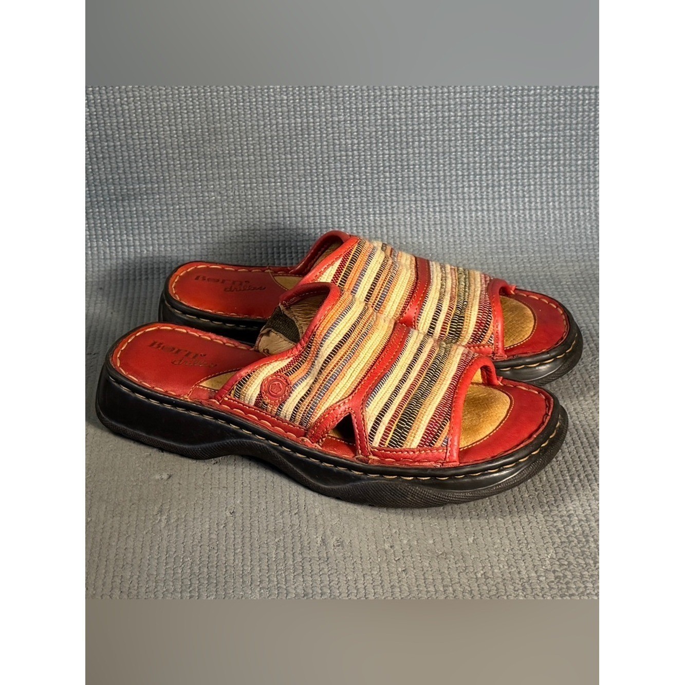 BORN Women’s Textile Leather Sandals Red Size 8 US 39 EU