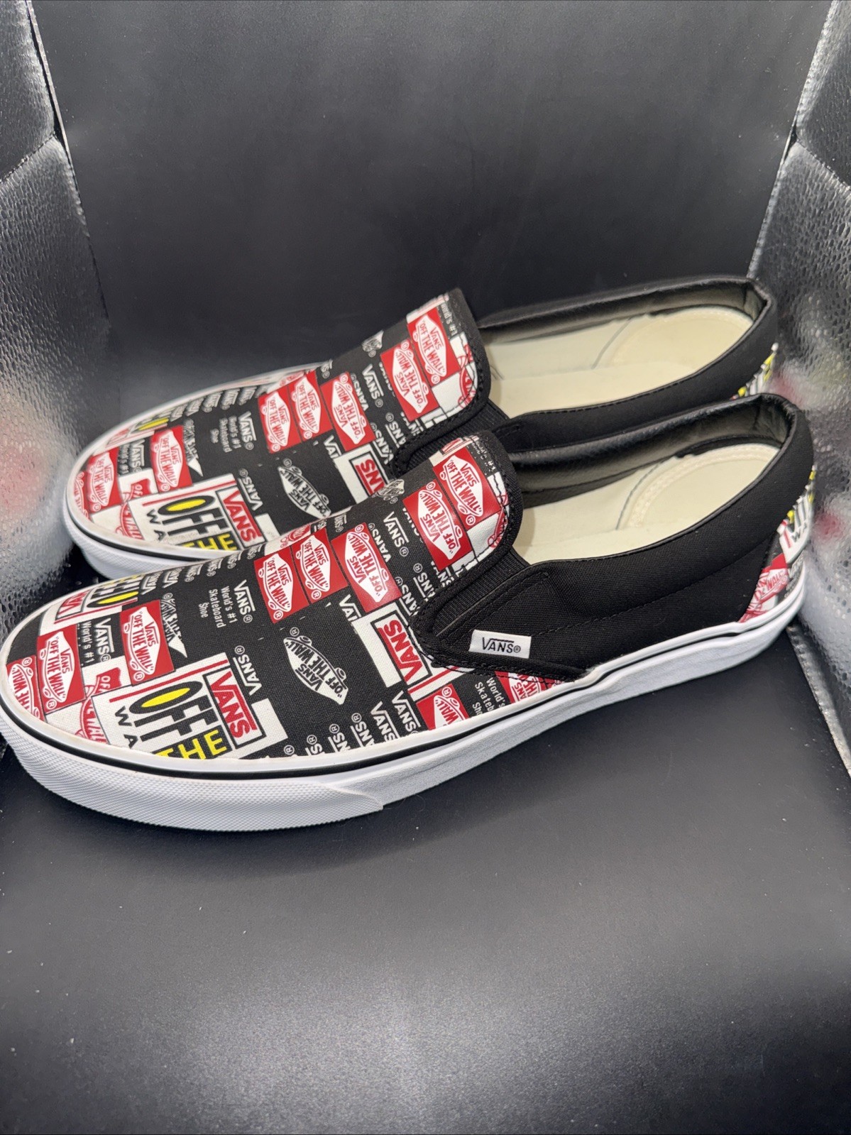 Size 11.5 – VANS Classic Slip-On Label Mix, VN0A4BV3V9A, New Without Box!