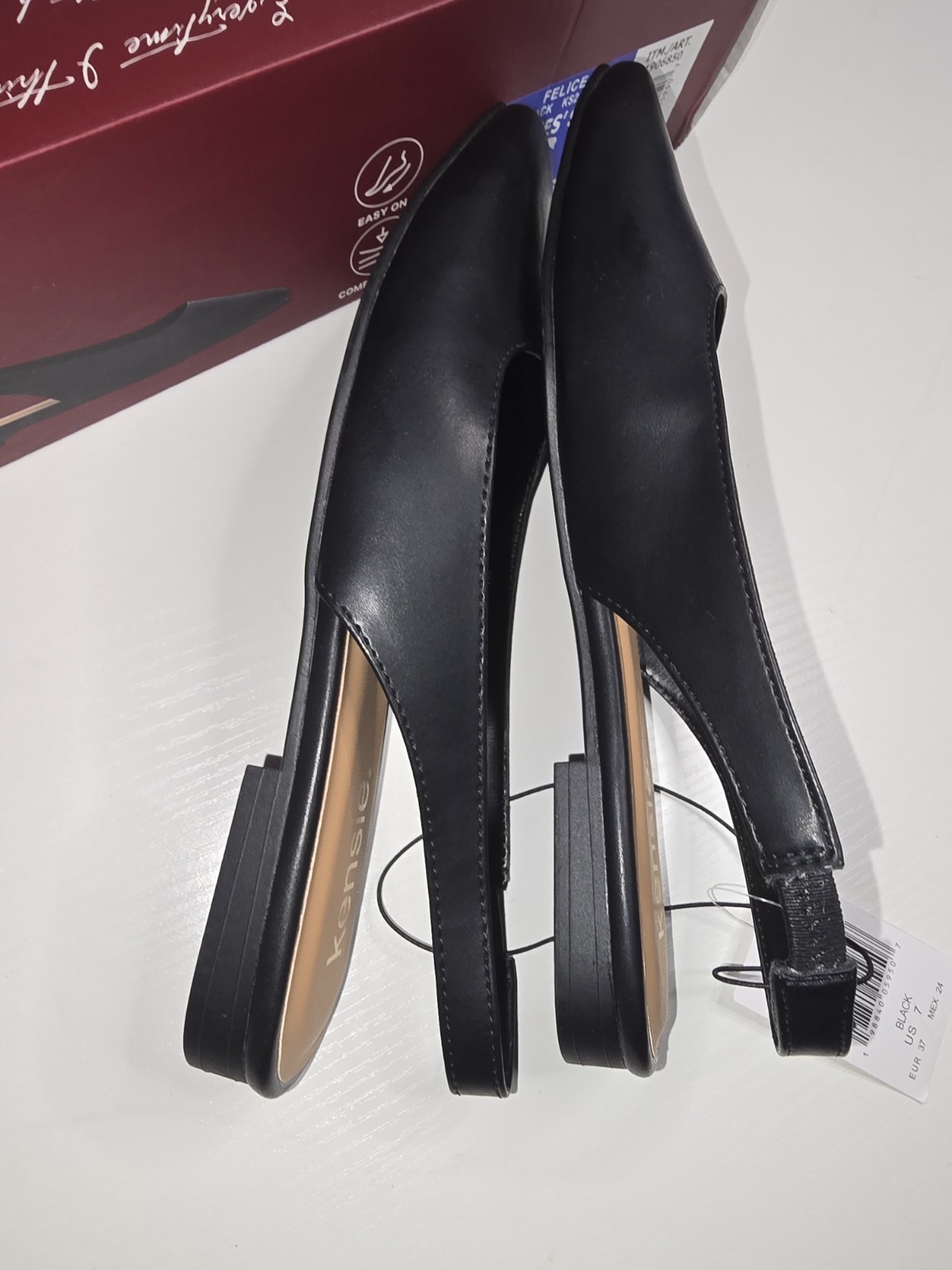 NIB! Kensie Felice Slingback Women’s Black Flats Casual Dress Shoes Size 7