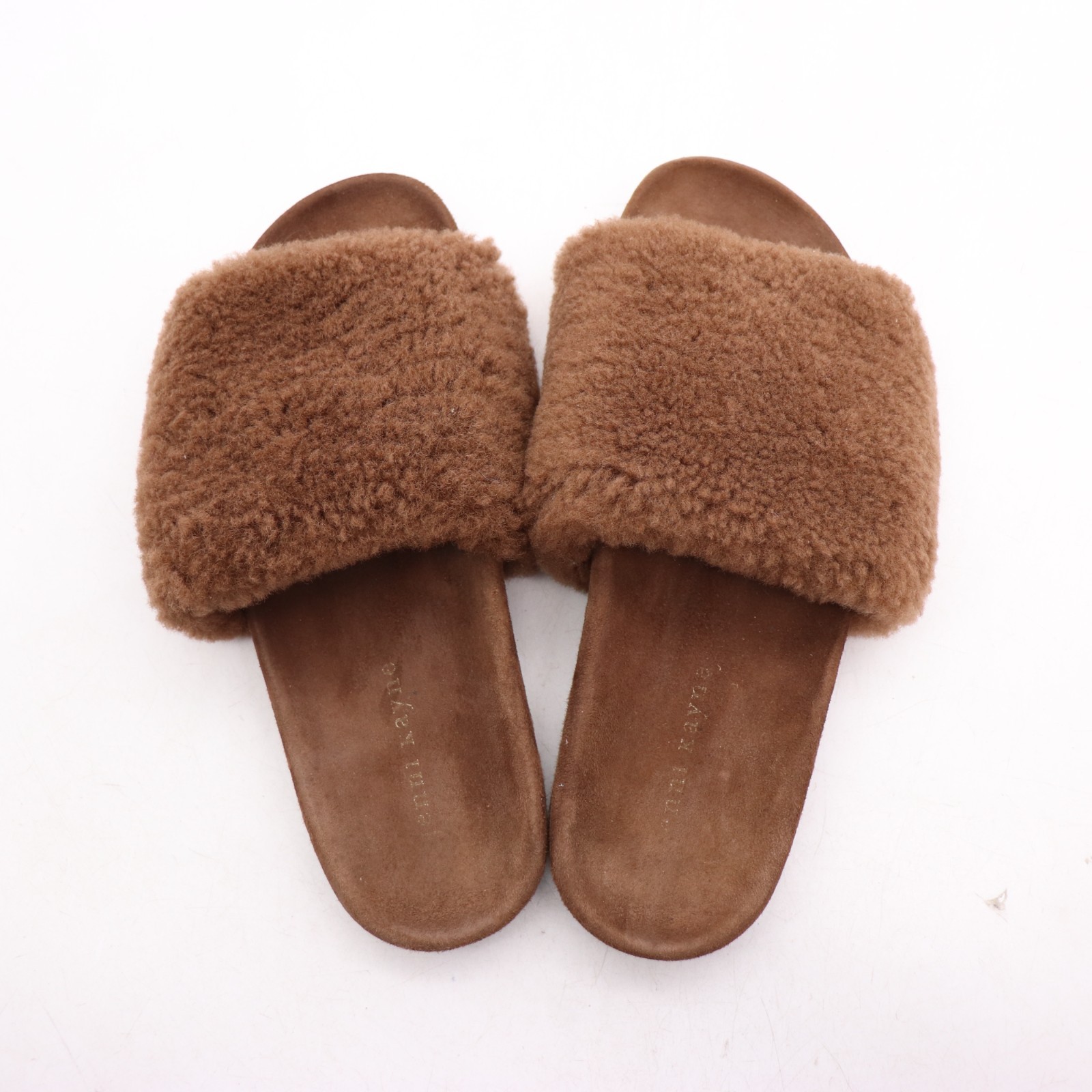 Jenni Kayne Shearling Mules Brown Flats Sandals Women’s Size EU 38 Slip On