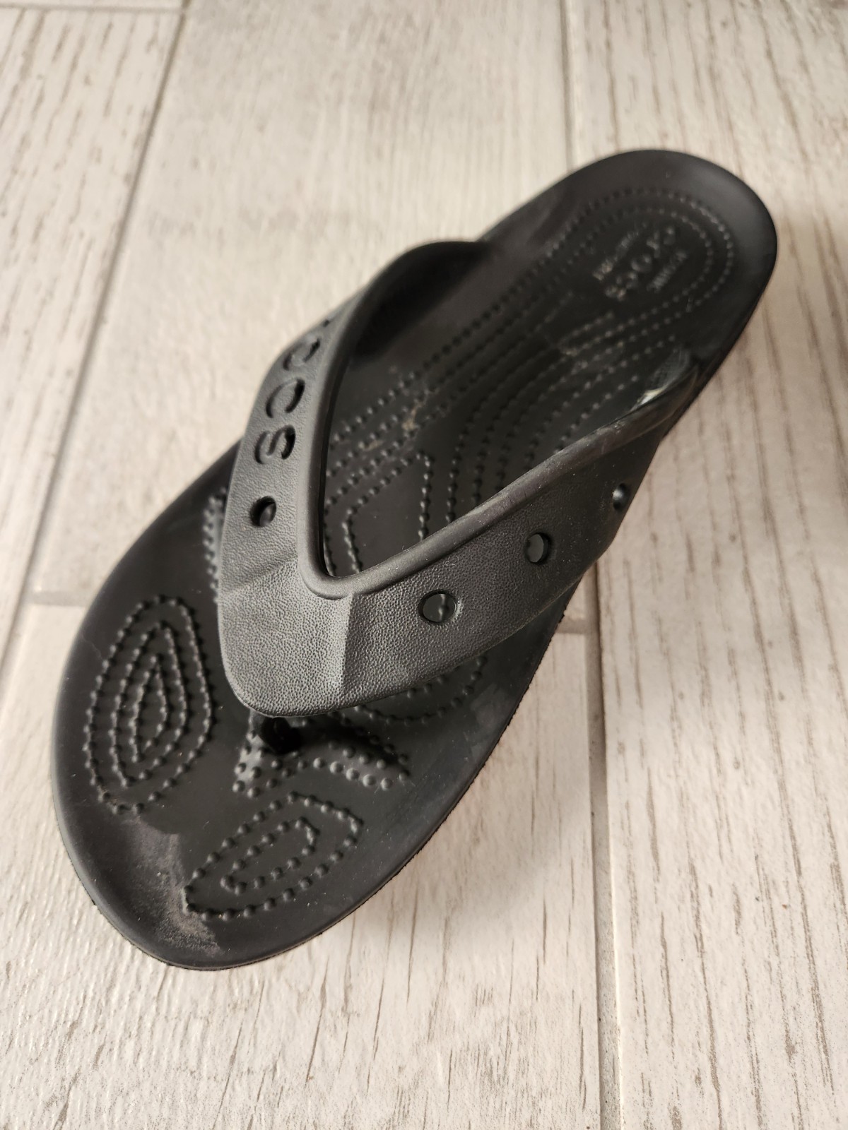 Crocs Baya Flip Flops Women Size 8 Black Casual Sandal Thong 208192 EUC