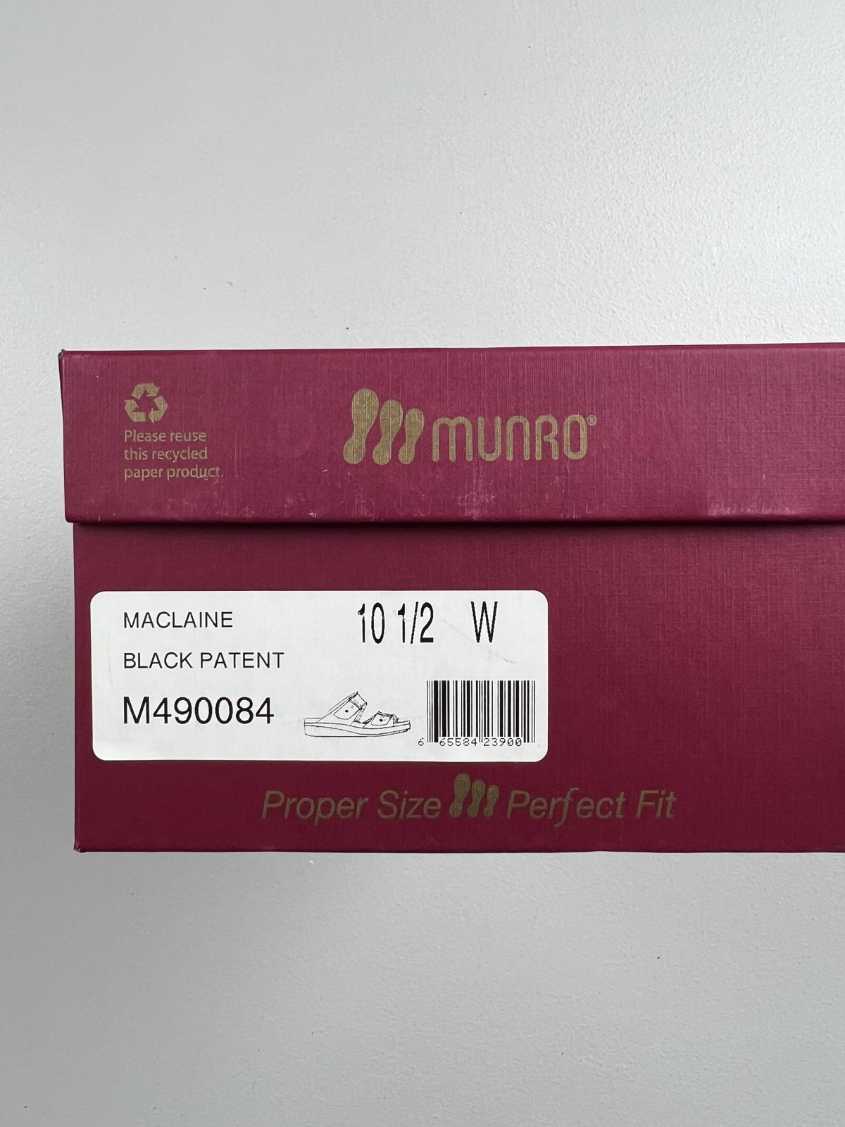 Munro Maclaine Shoes Womens Size 10.5W Black Patent Slide Sandals Wedge Comfort