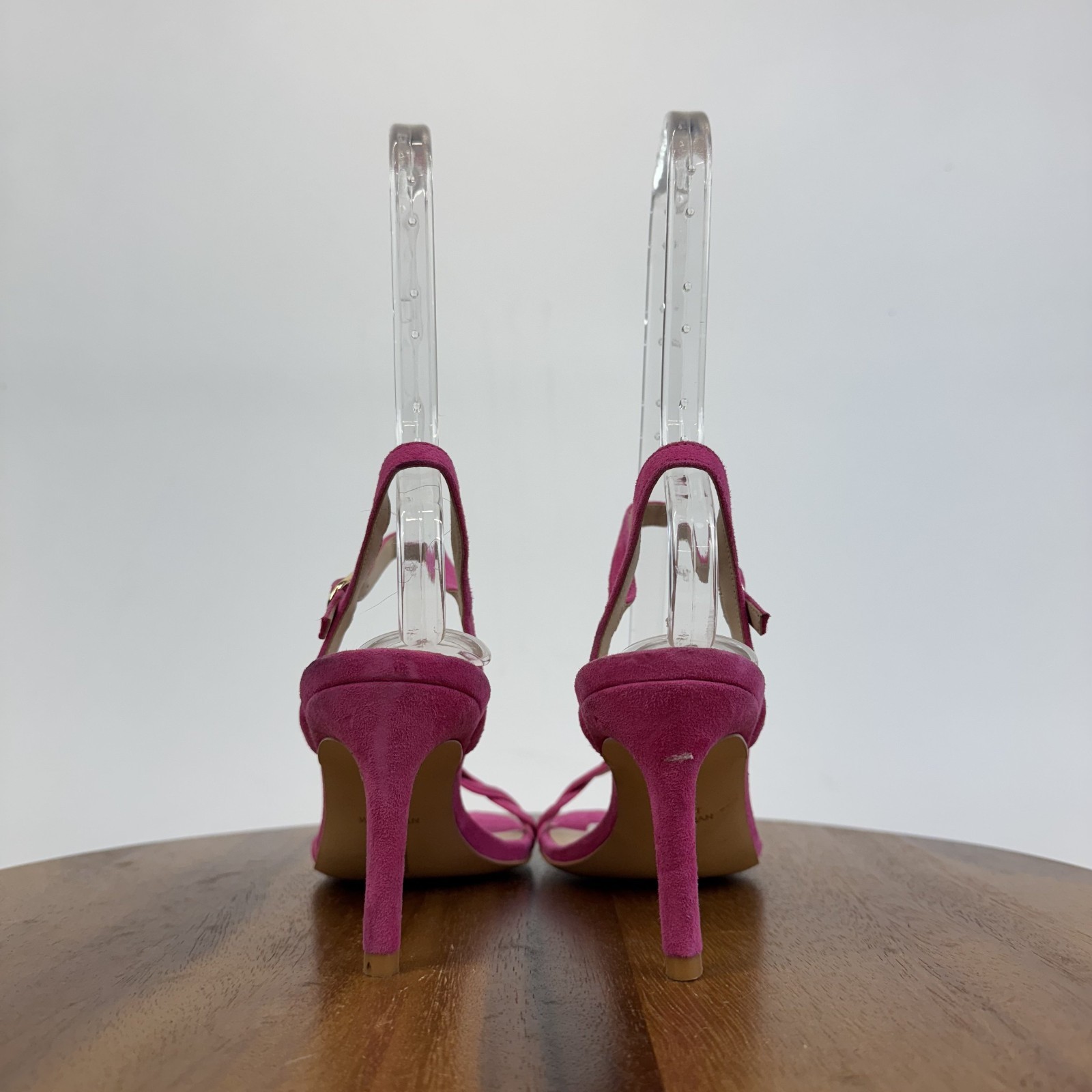 Womens Stuart Weitzman Dancer Twistie 100 Pink Suede Strappy Heel Sandals Size 7