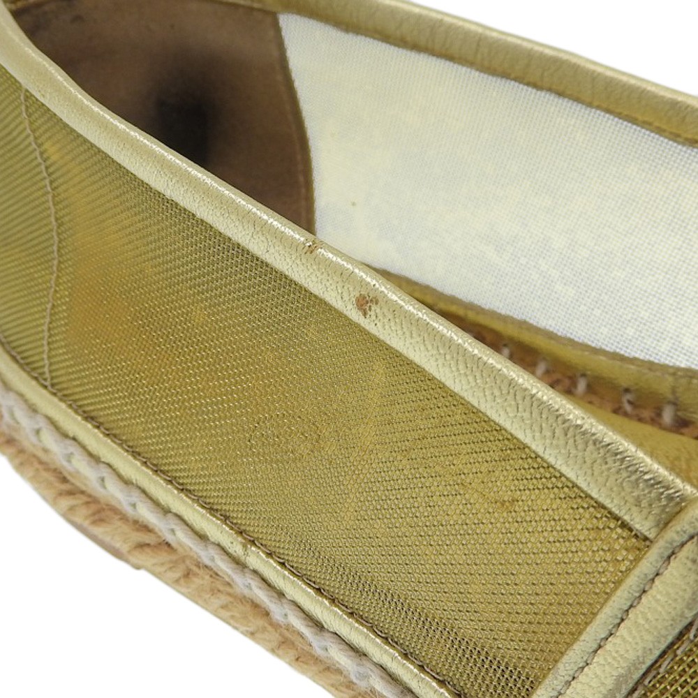 CHANEL COCO Mark Mesh Espadrille Sandals Shoes 8.5″» Gold Women USED