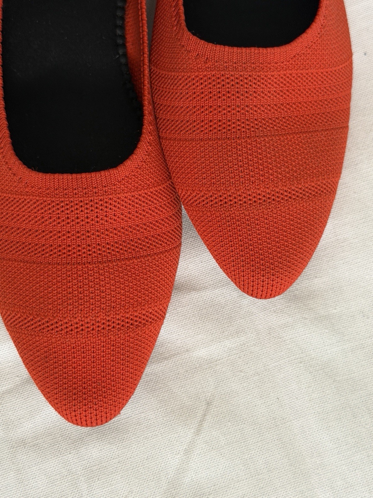 Breifola pointed-toe ballet flats in red with a textile knit upper.