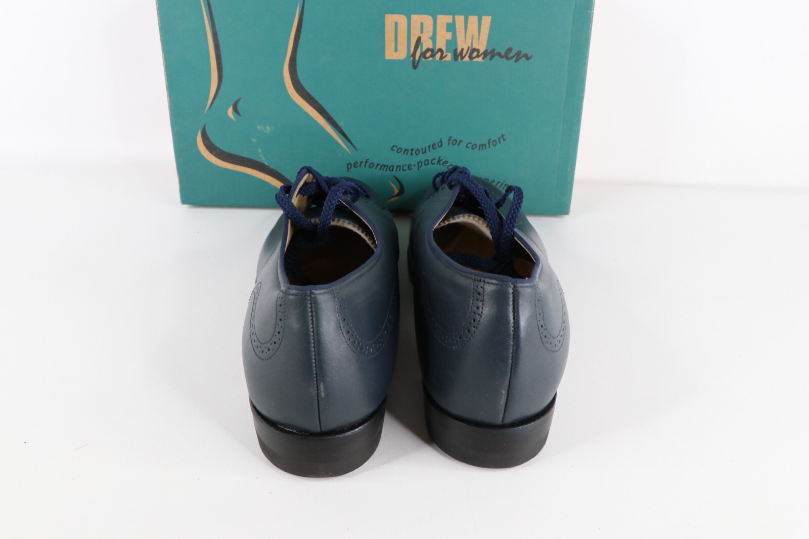NOS Vintage 90s Streetwear Womens 11.5 A Leather Wingtip Dress Shoes Navy Blue