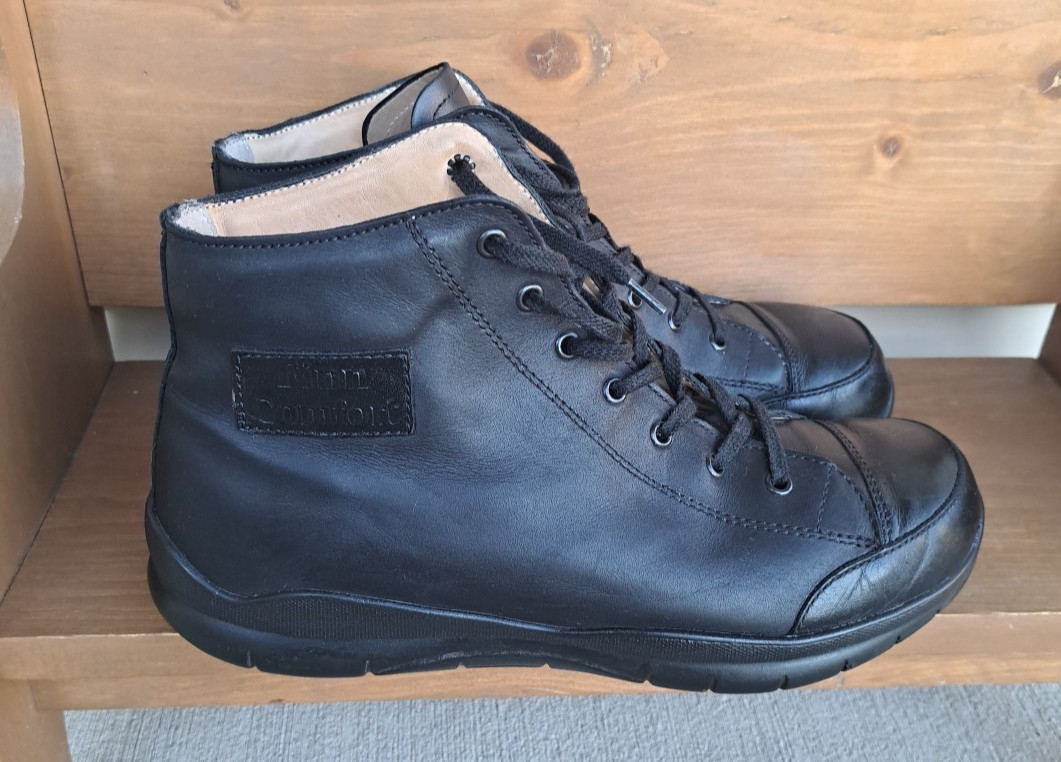 Finn Comfort Leather High Top Boots Sneakers Black Unisex W 9.5 / M 7.5 Germany