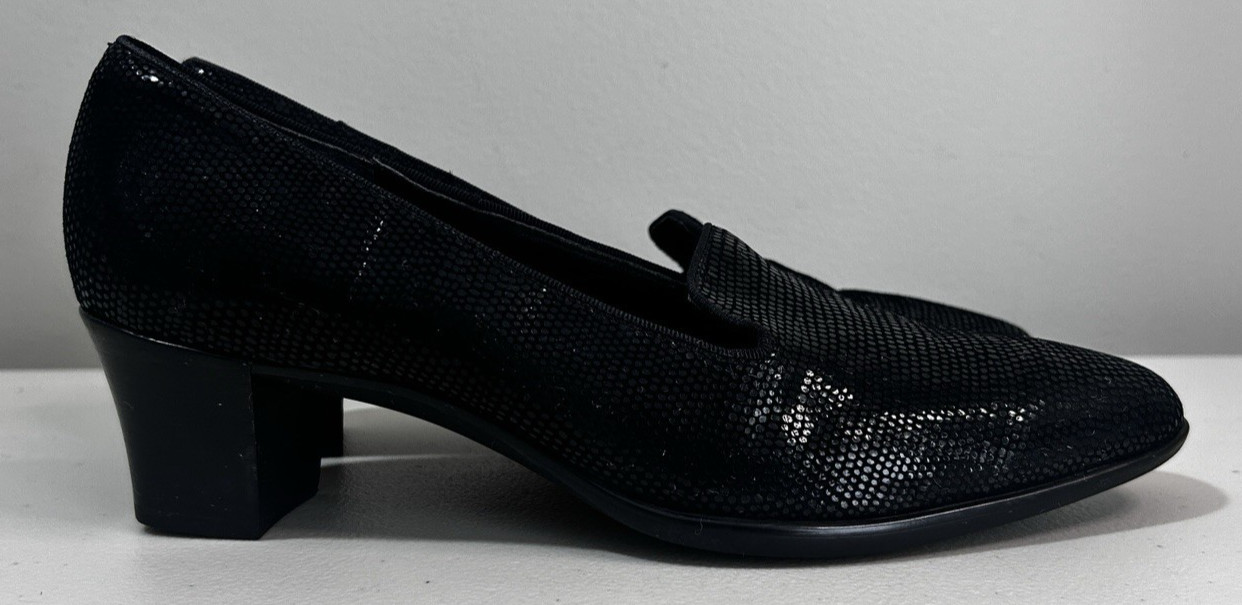 Munro American Womens Layla Pumps Textured Shimmer Black US 9.5 Chunky Heels