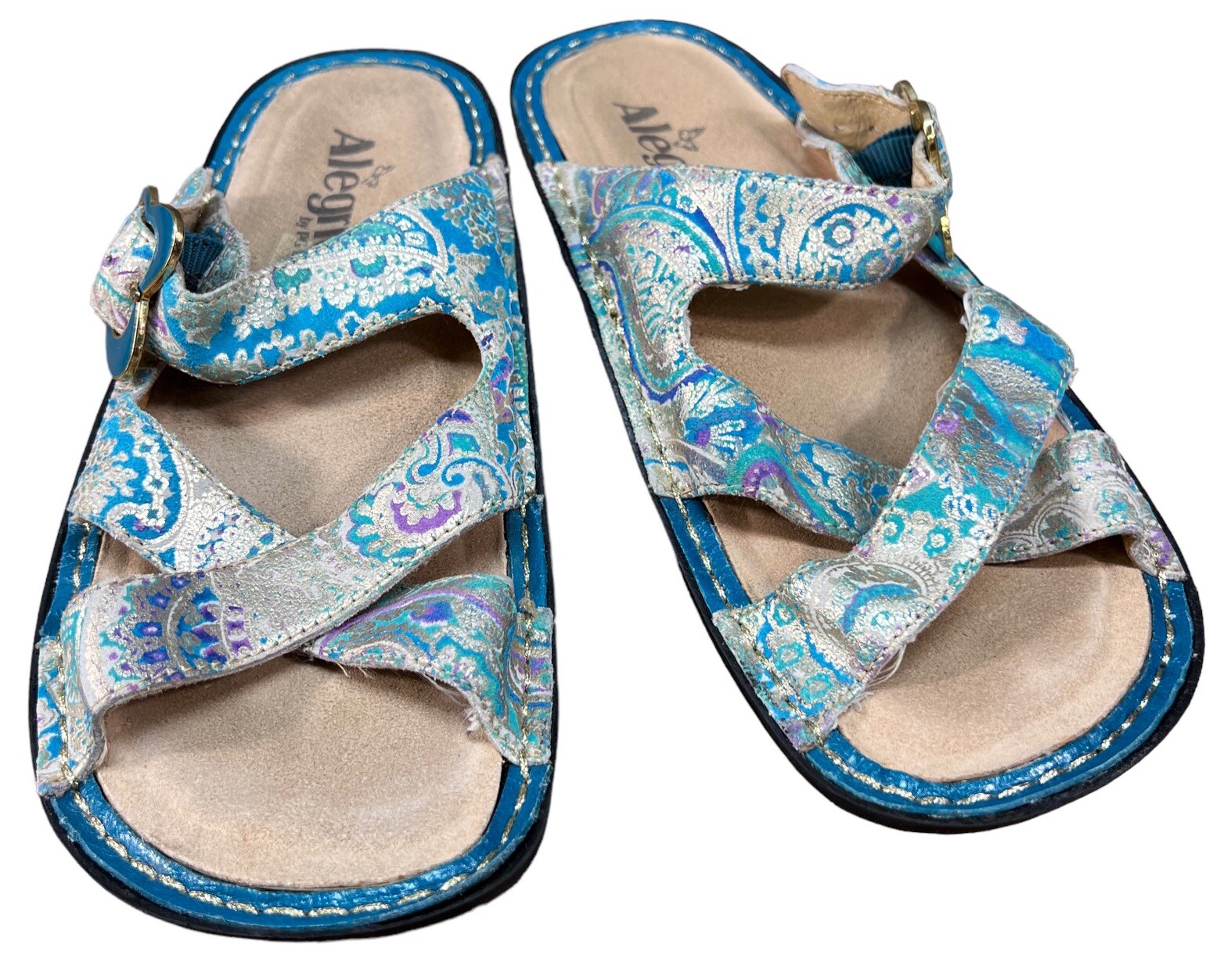Alegria Ver-305 Multi Paisley Leather Slip On Sandals Women EU 36 US 6.5