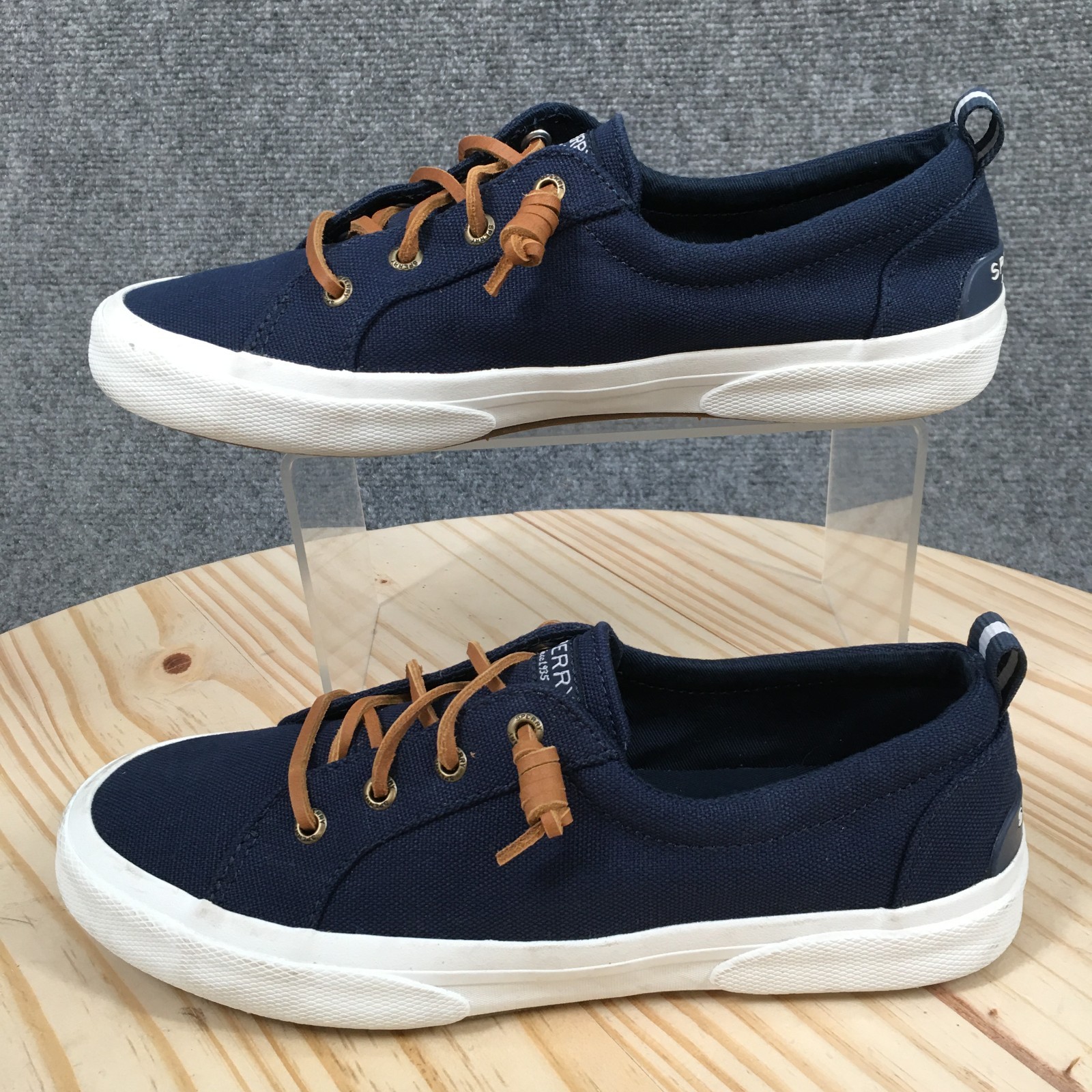 Sperry Shoes Womens 7.5 Pier Wave Sneakers Blue Canvas Lace Up Low Top STS 85104