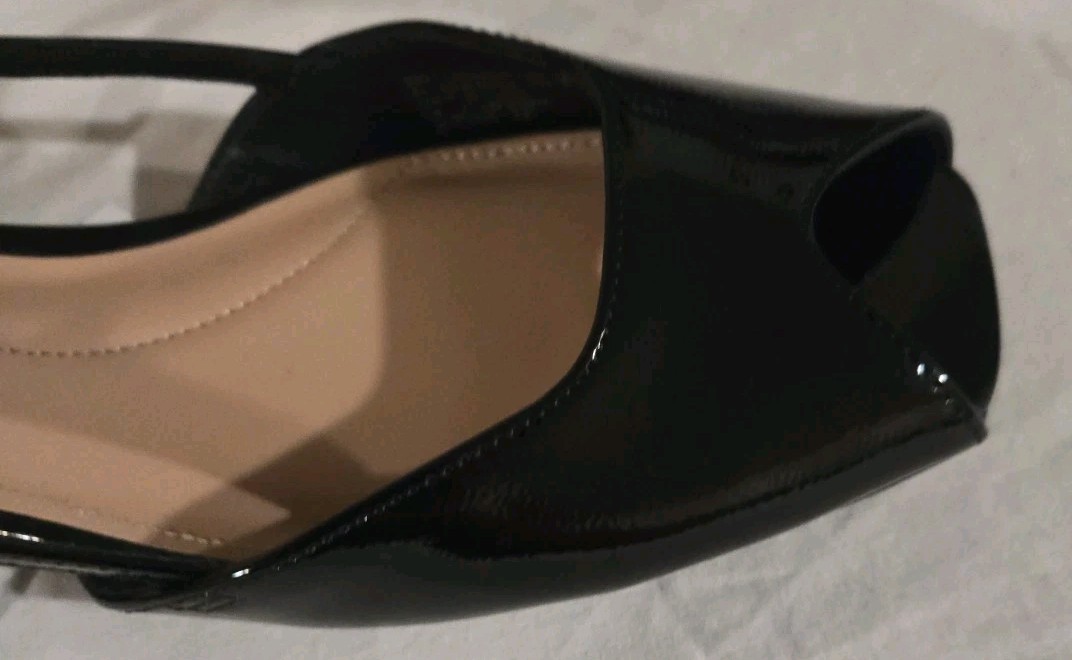 NWT Time and Tru Women’s Peep Toe Slingback Flats – Black / Bone / MultipleSizes