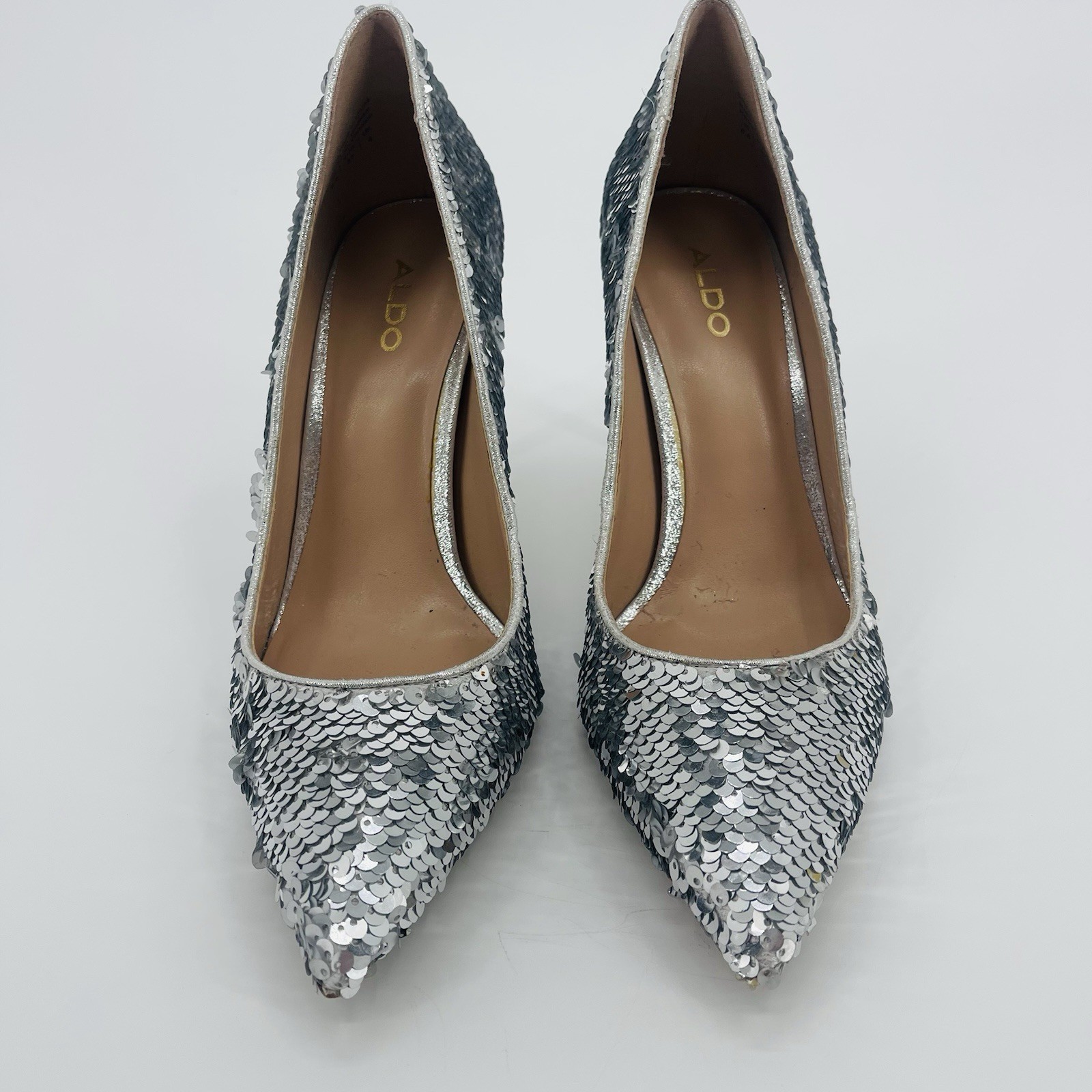 Aldo Pumps High Heels Pumps Womens 6.5 Silver Sequin Shoes Cocktail Party