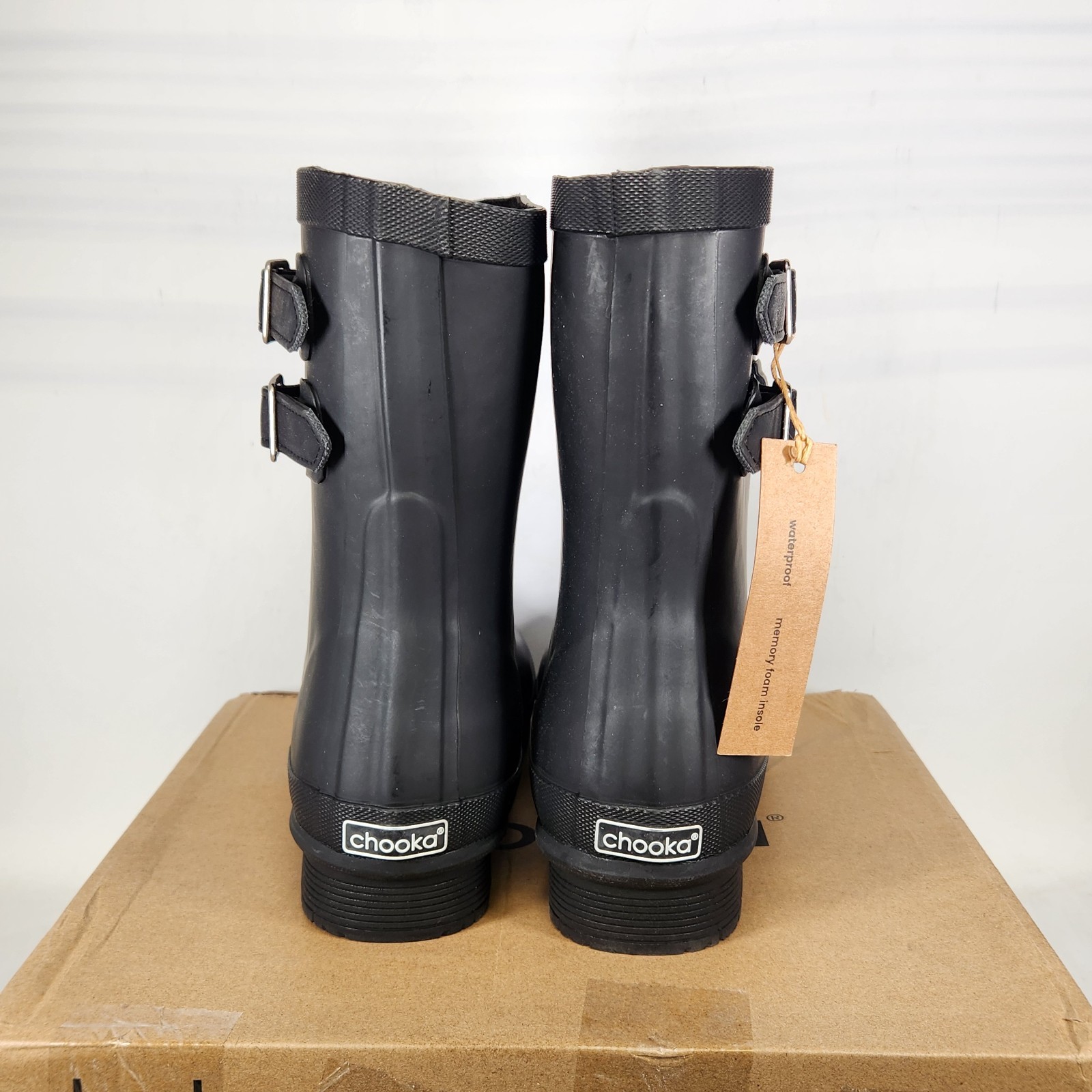 Size 9 – Chooka Double Buckle Classic Mid Rain Boot – Black – Womens