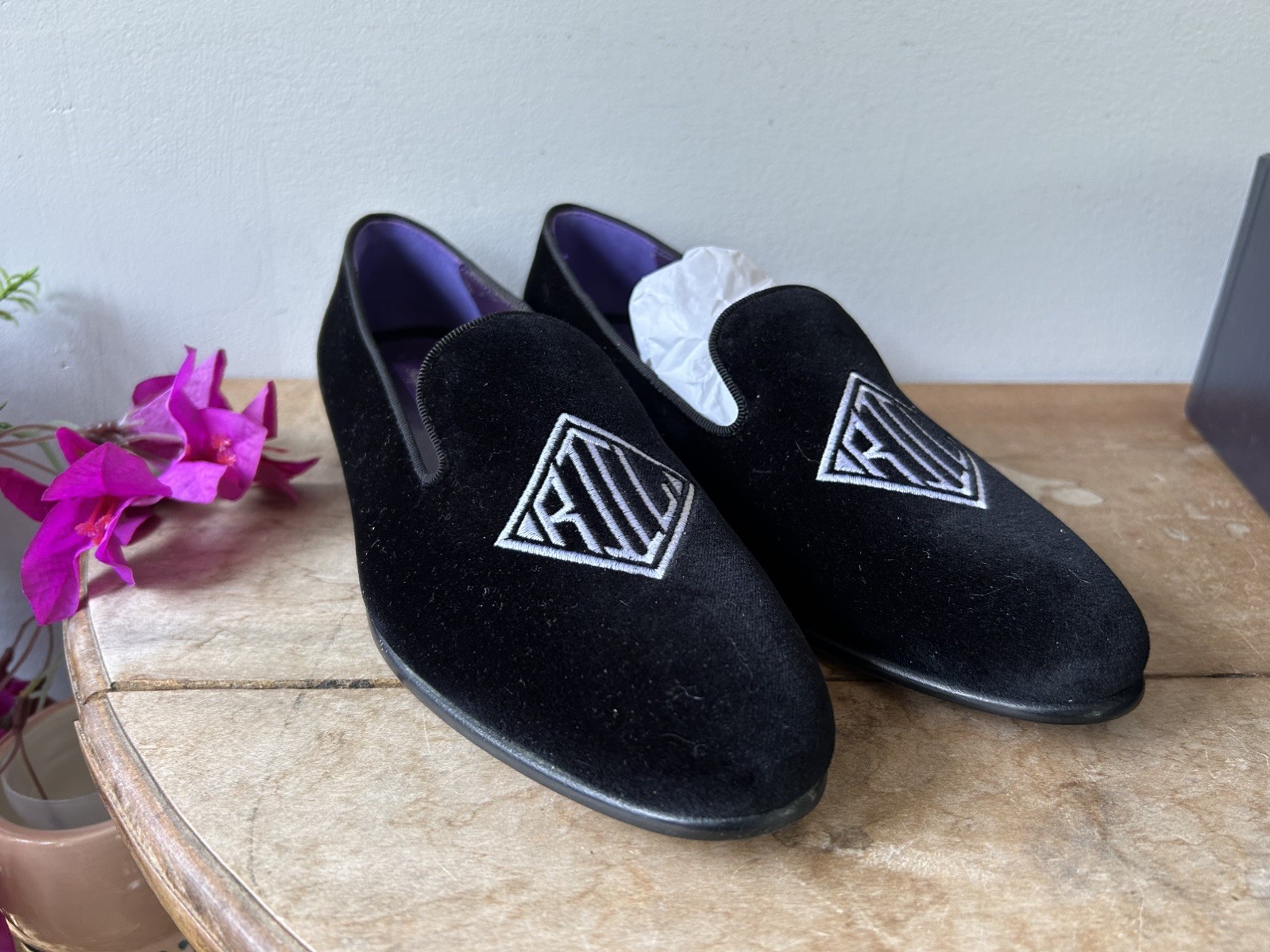 Ralph Lauren Purple Label Alonzo Deco Slipper Black Size 36.5B New*Read‼️