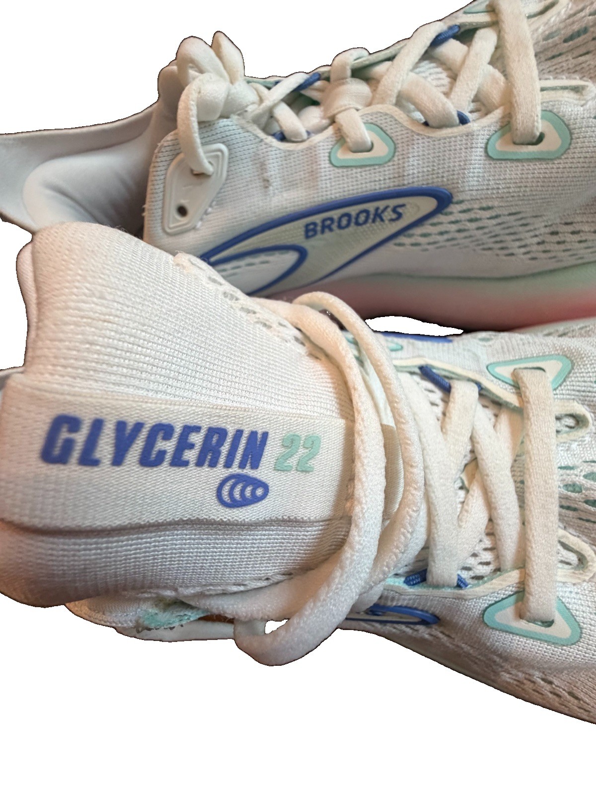 Brooks Glycerin 22 Women’s White Blue Pink Mesh Running 1204341B110