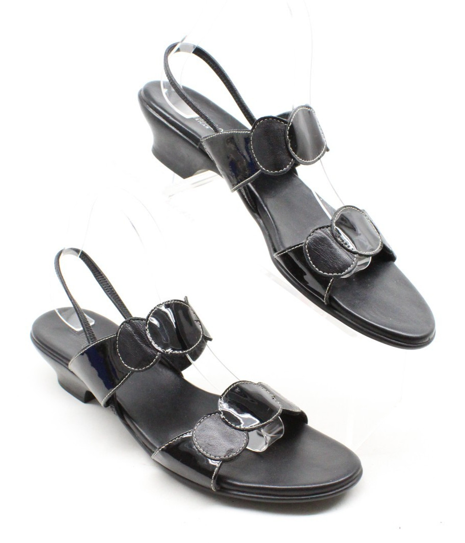 Munro American Eclipse Black Leather Sling Back Sandals Size 11 M