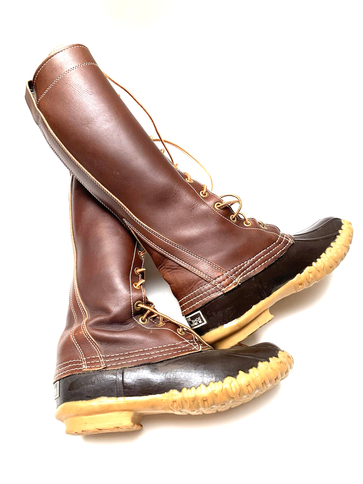 Women’s Size 5 Medium L L BEAN Maine Hunting Boots TALL LACE UP 16″ – NICE !