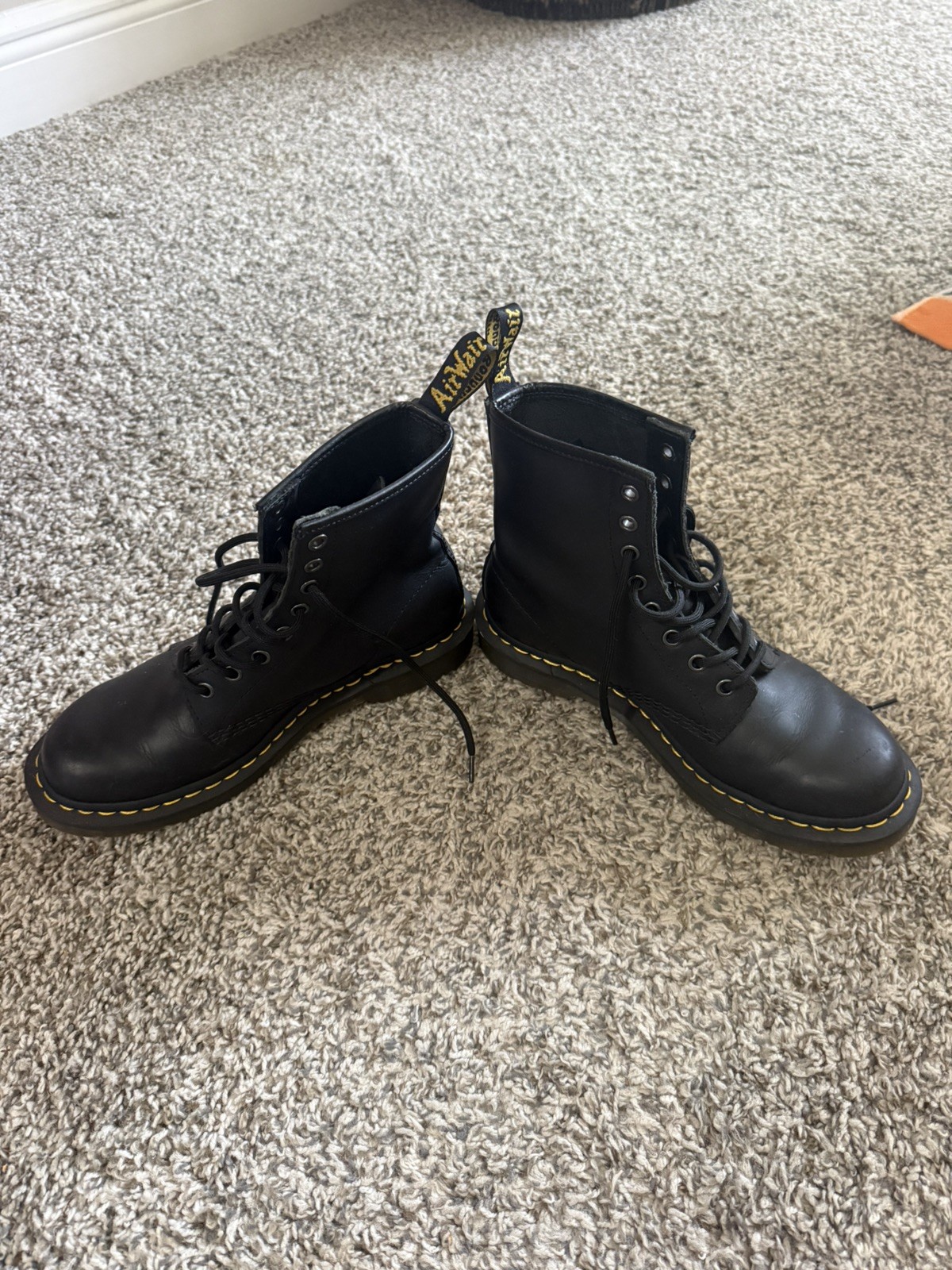 Doc Martens Air Wair 1460 W Combat Style Boots Black, Size US 8