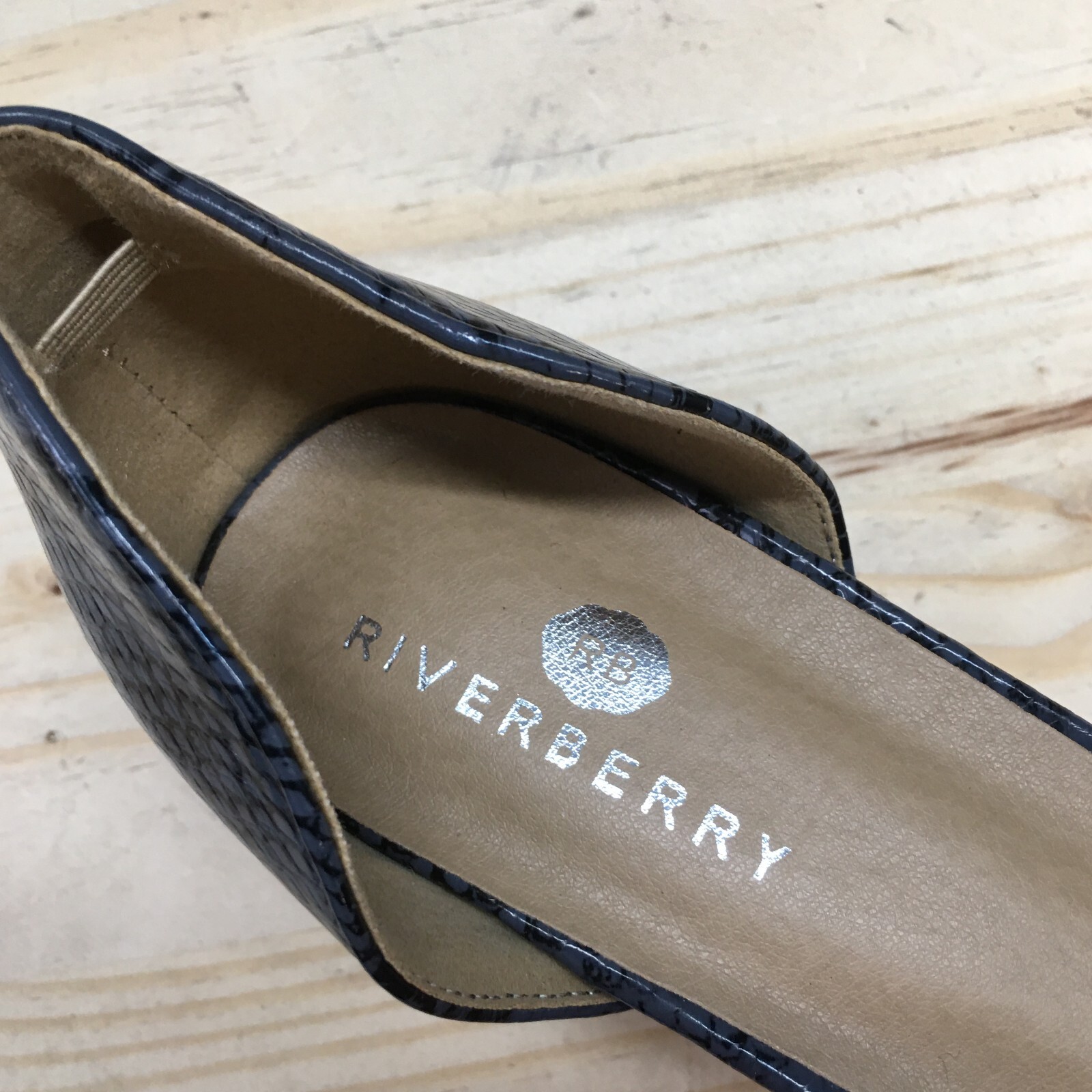 Riverberry Sandals Womens 9 D’orsay Pumps Gray Faux Leather Heeled Snakeskin