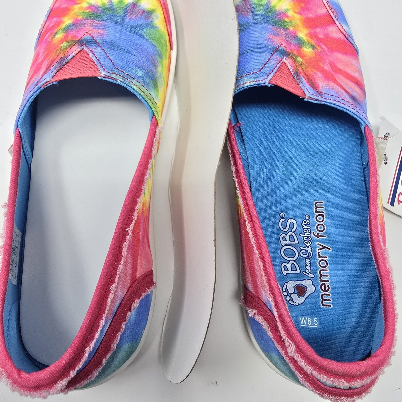 Skechers BOBS Women 8.5 Tie Dye Memory Foam Slip On Shoes Multi Color 113150 MLT