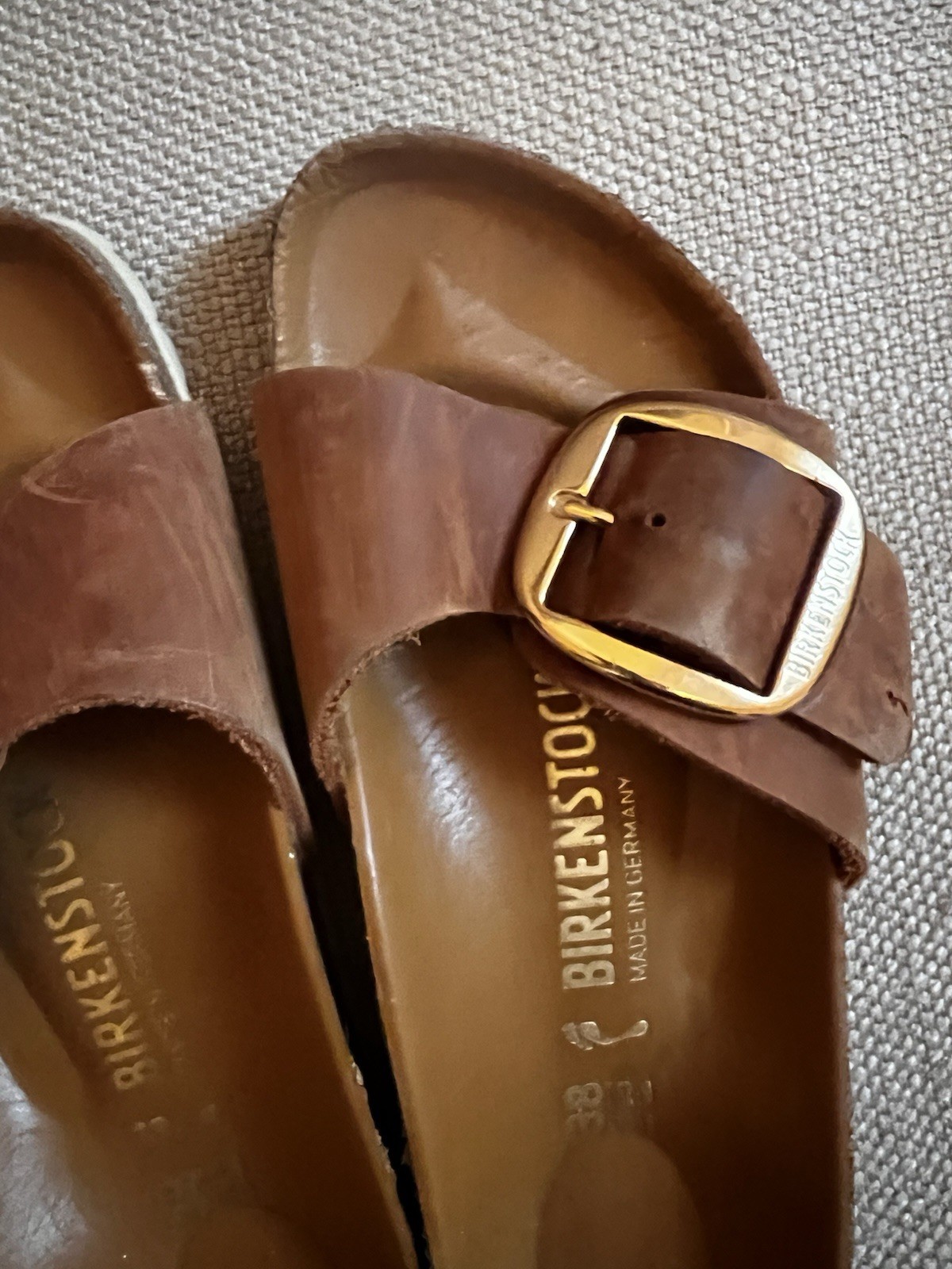 Birkenstock Women’s Brown Leather Slide Sandals Buckle Strap EU 38 US 8