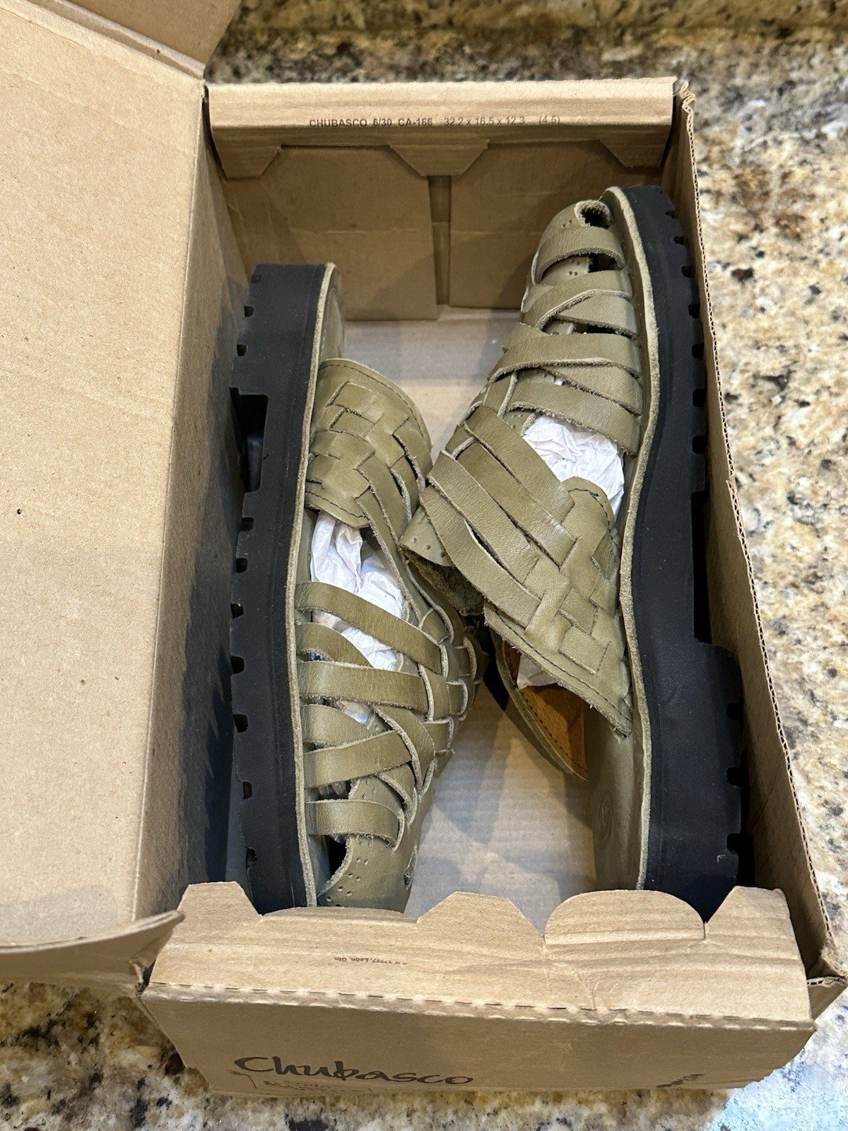 CHUBASCO Mexico Martha Green Leather Sandals Woven Slip On Mens 4 Womens 6 NEW