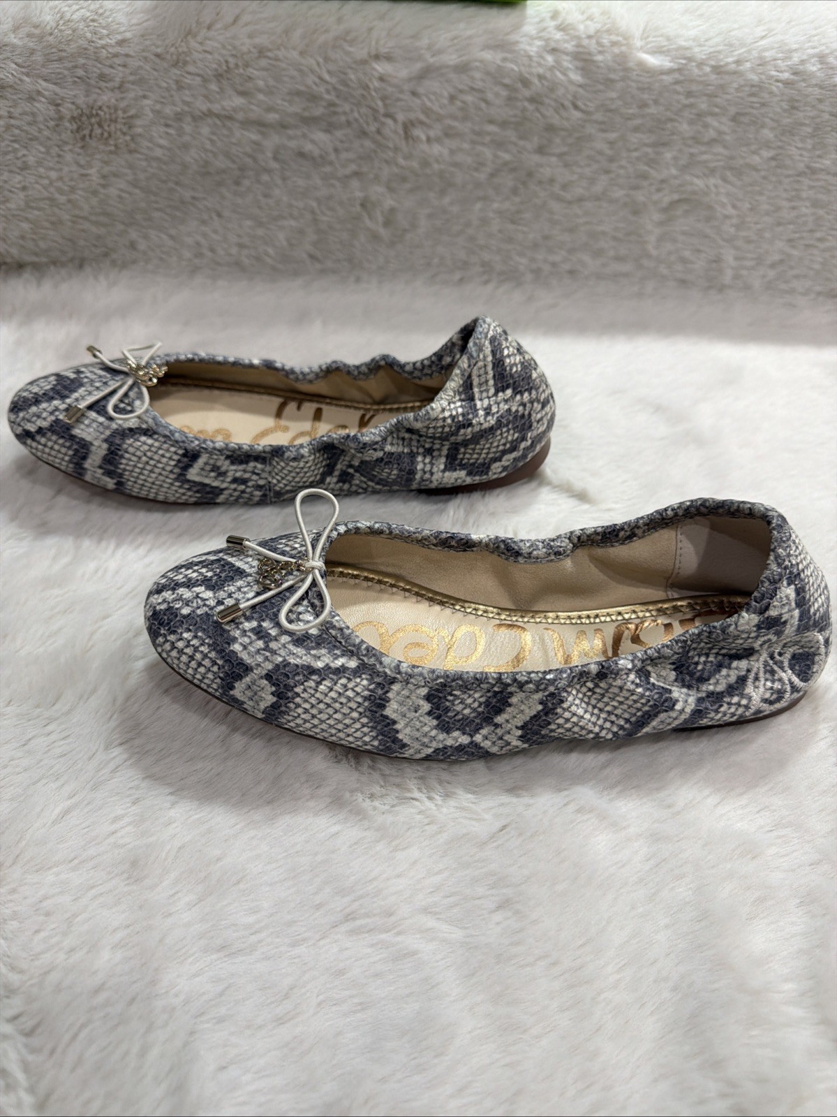 SAM EDELMAN Leather Felicia Snake Skin Print Ballet Flat Shoe Women’s Size 5 NWB